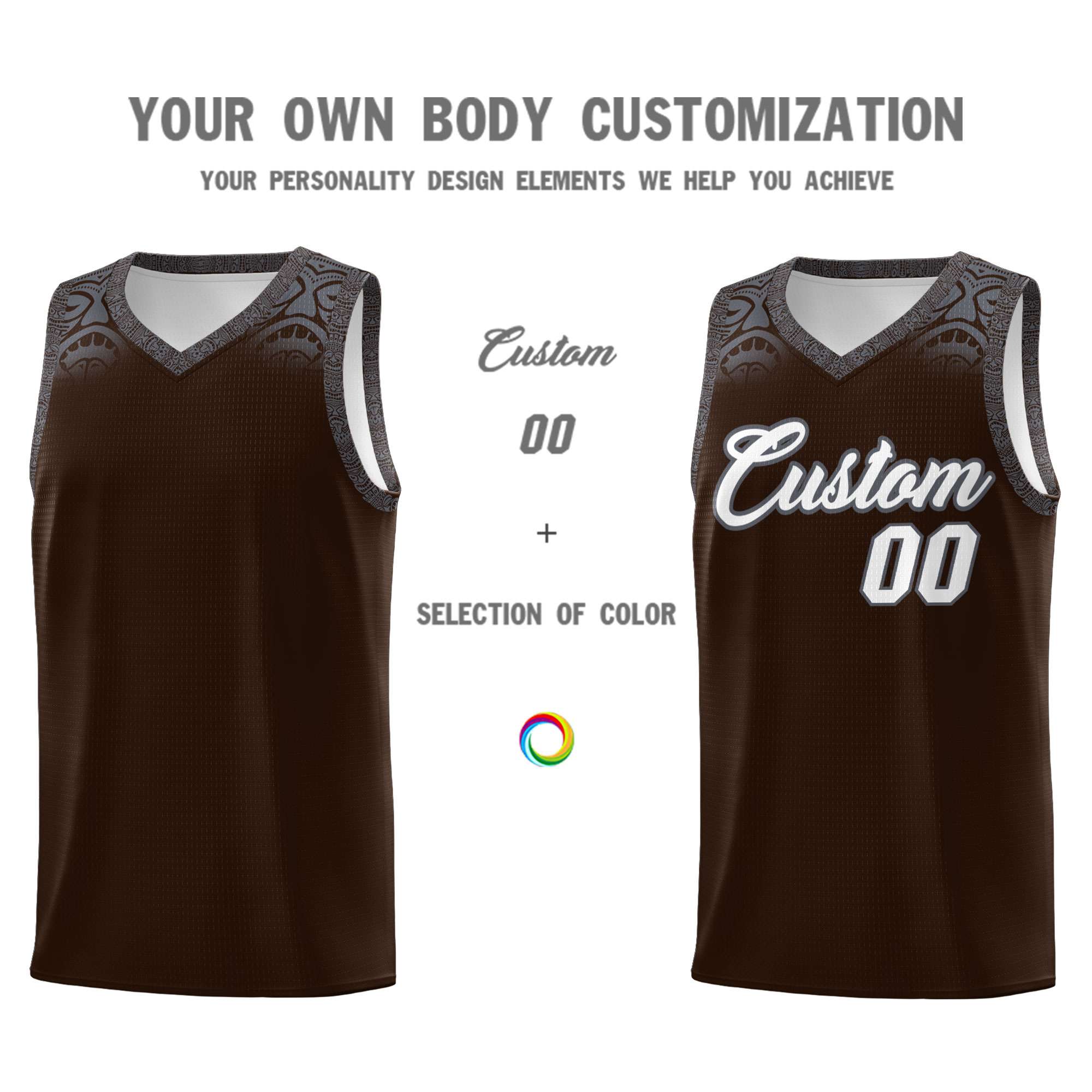 Custom Brown Dark Gray Personalized Indians Print Kits Sports Uniform Basketball Jersey|KXKSHOP