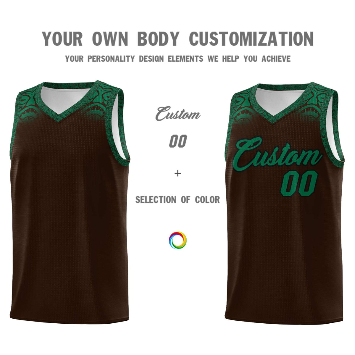 Custom Brown Kelly Green Personalized Indians Print Kits Sports Uniform Basketball Jersey|KXKSHOP