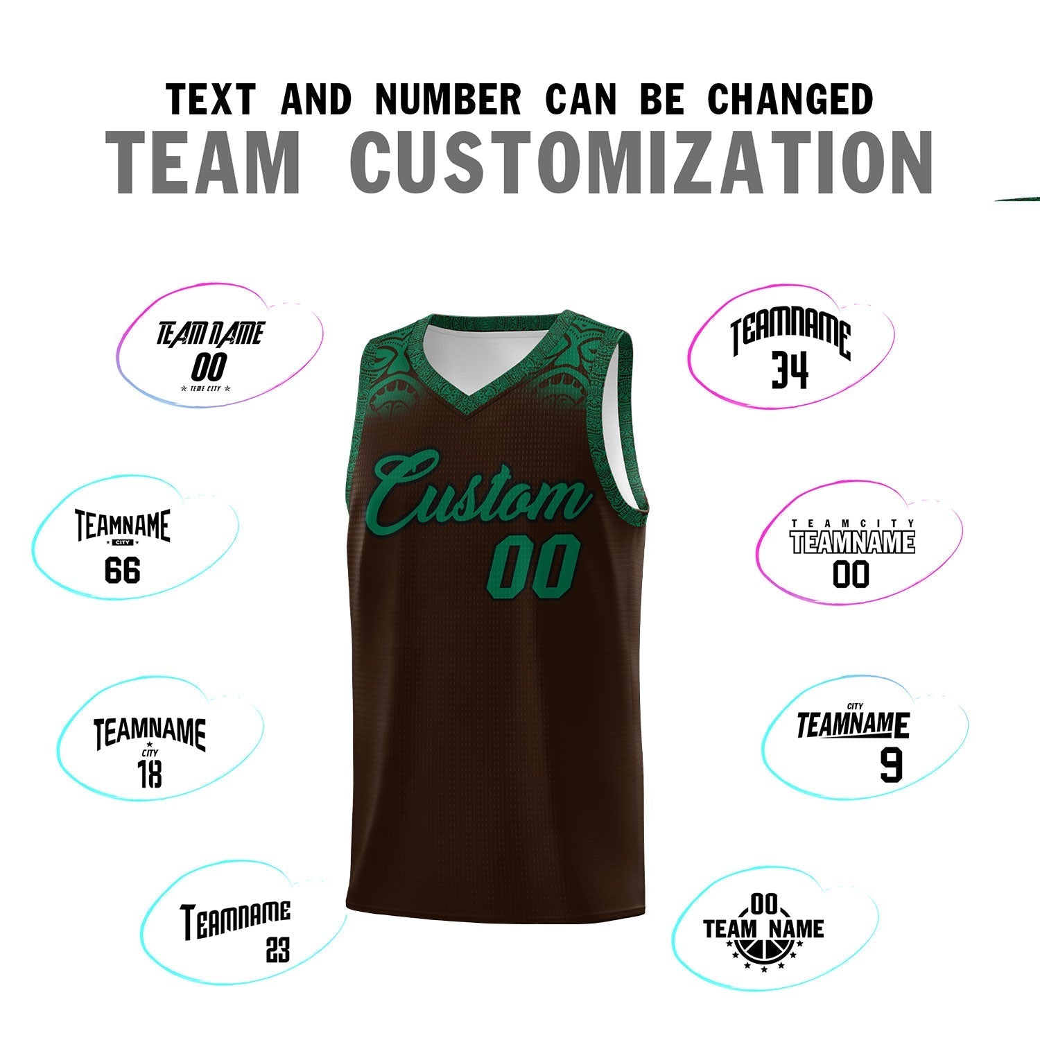 Custom Brown Kelly Green Personalized Indians Print Kits Sports Uniform Basketball Jersey|KXKSHOP