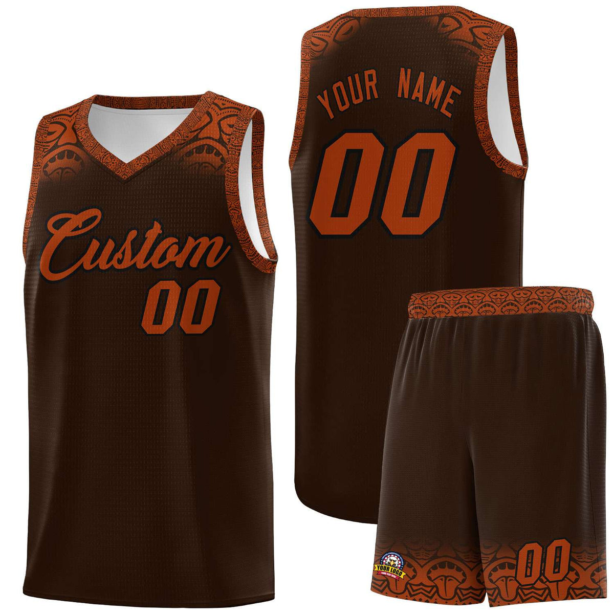 Custom Brown Texas Orange Personalized Indians Print Kits Sports Uniform Basketball Jersey|KXKSHOP