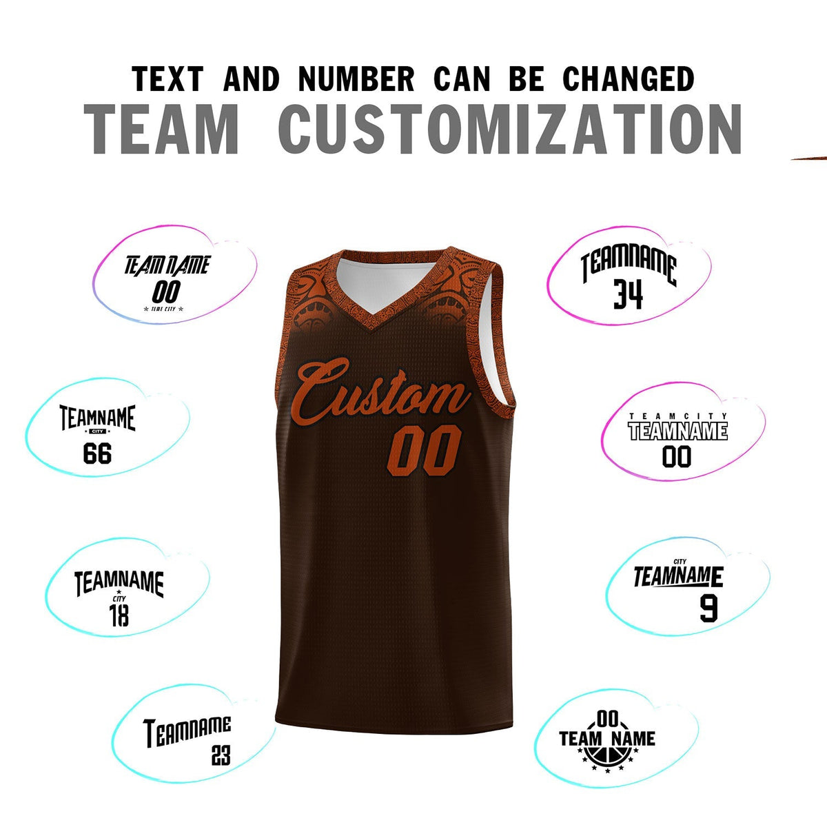 Custom Brown Texas Orange Personalized Indians Print Kits Sports Uniform Basketball Jersey|KXKSHOP