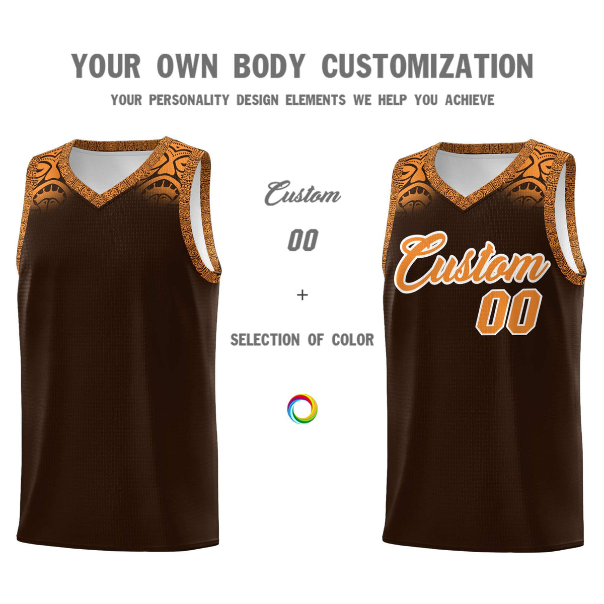 Custom Brown Orange Personalized Indians Print Kits Sports Uniform Basketball Jersey|KXKSHOP