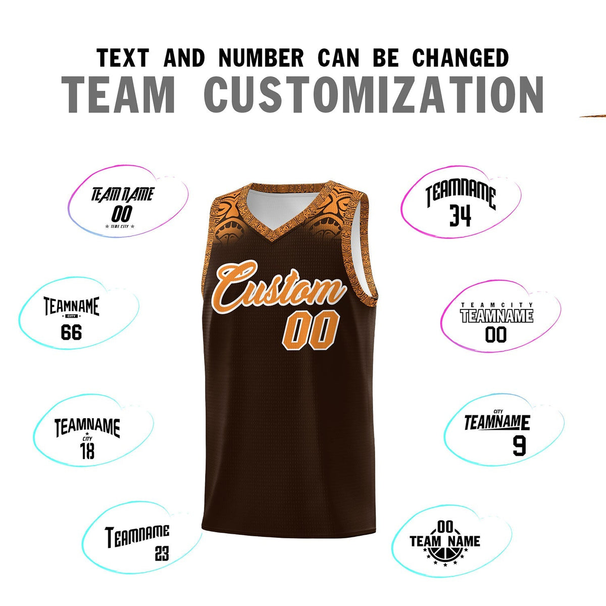 Custom Brown Orange Personalized Indians Print Kits Sports Uniform Basketball Jersey|KXKSHOP