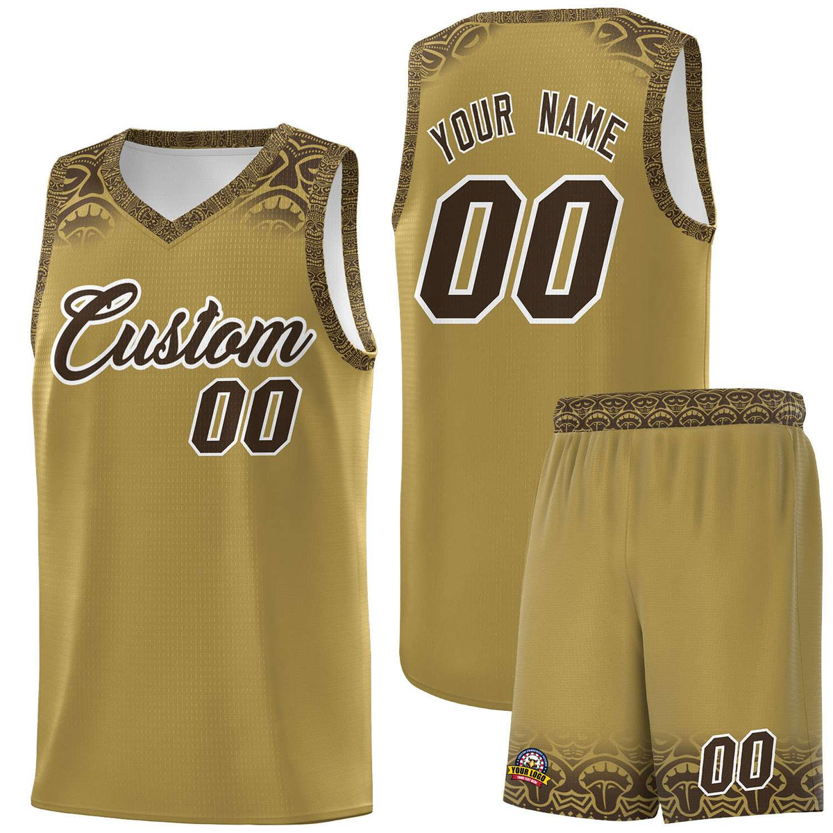 Custom Desert Yellow Brown Personalized Indians Print Kits Sports Uniform Basketball Jersey|KXKSHOP