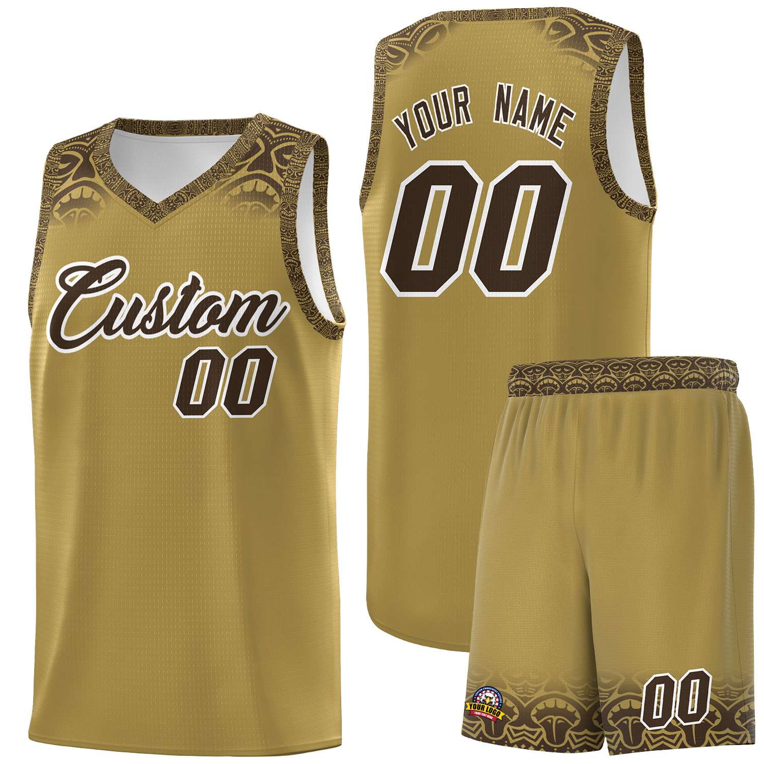 Custom Desert Yellow Brown Personalized Indians Print Kits Sports Uniform Basketball Jersey|KXKSHOP