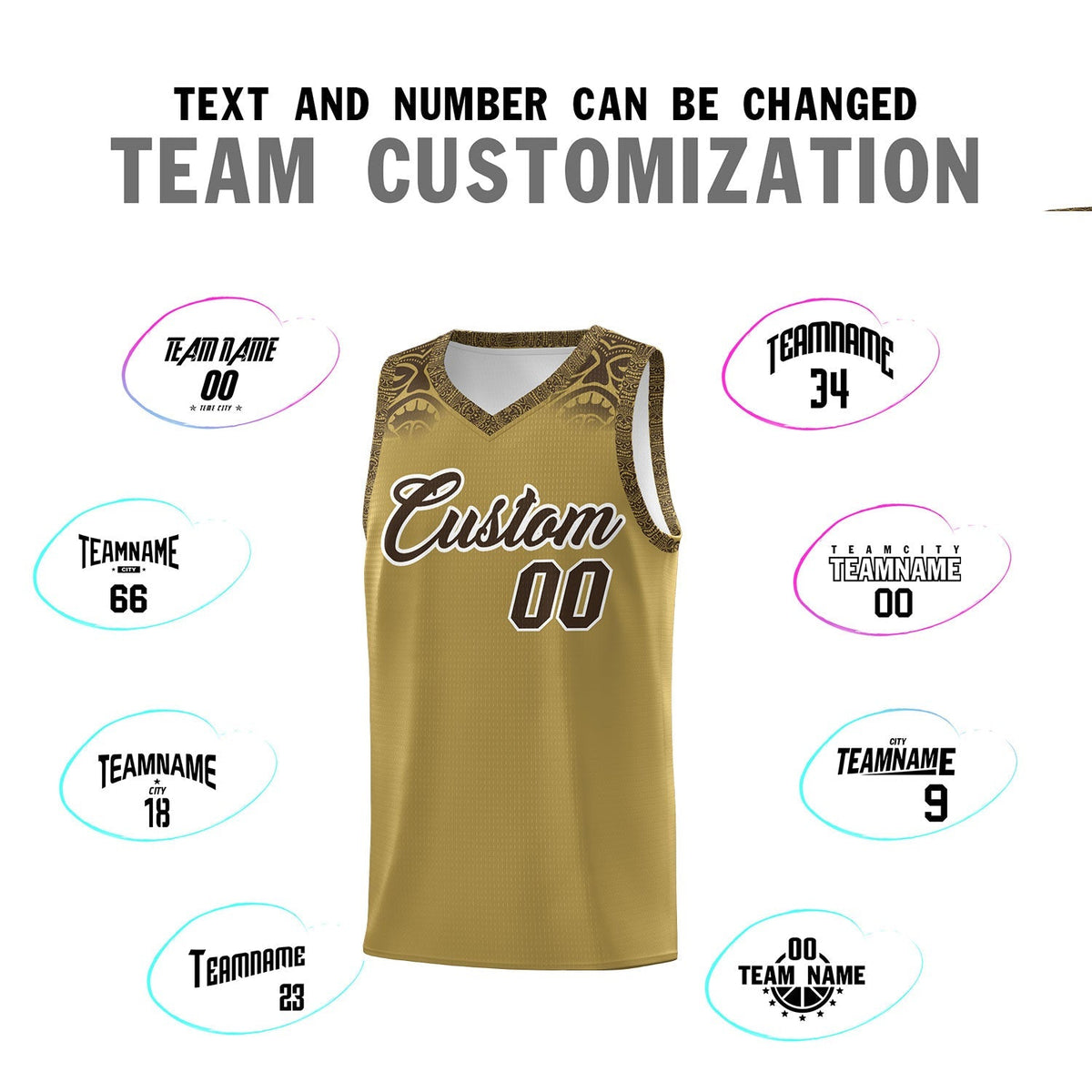 Custom Desert Yellow Brown Personalized Indians Print Kits Sports Uniform Basketball Jersey|KXKSHOP