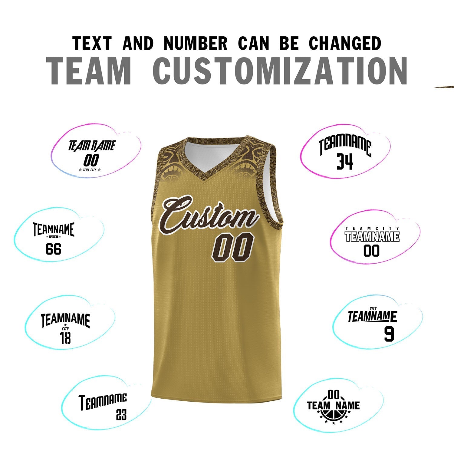 Custom Desert Yellow Brown Personalized Indians Print Kits Sports Uniform Basketball Jersey|KXKSHOP