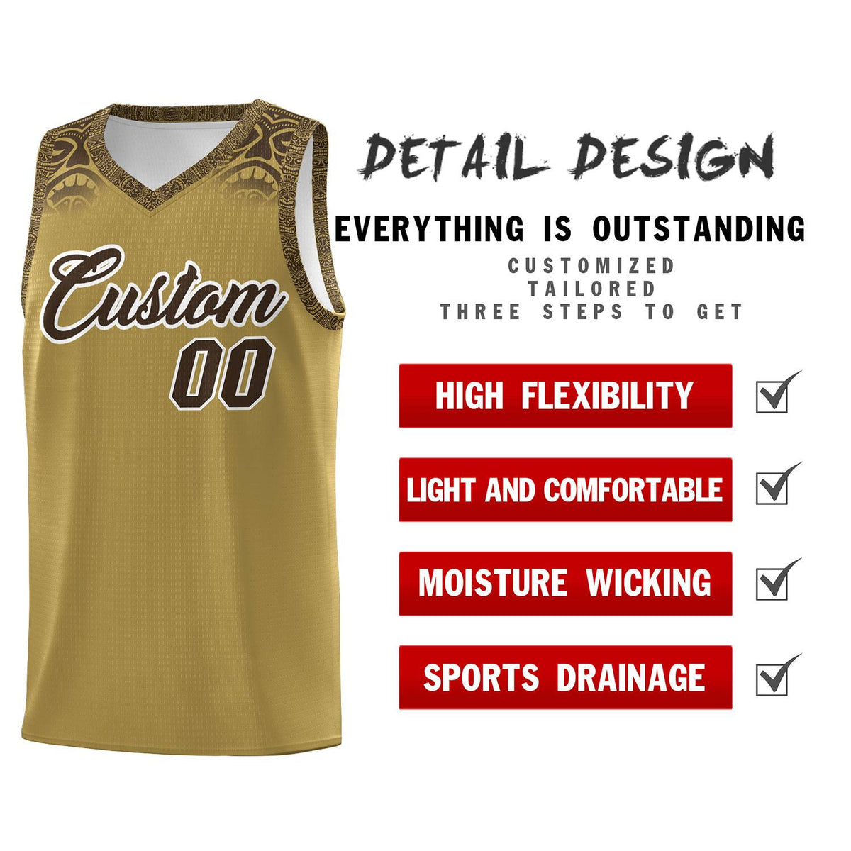 Custom Desert Yellow Brown Personalized Indians Print Kits Sports Uniform Basketball Jersey|KXKSHOP