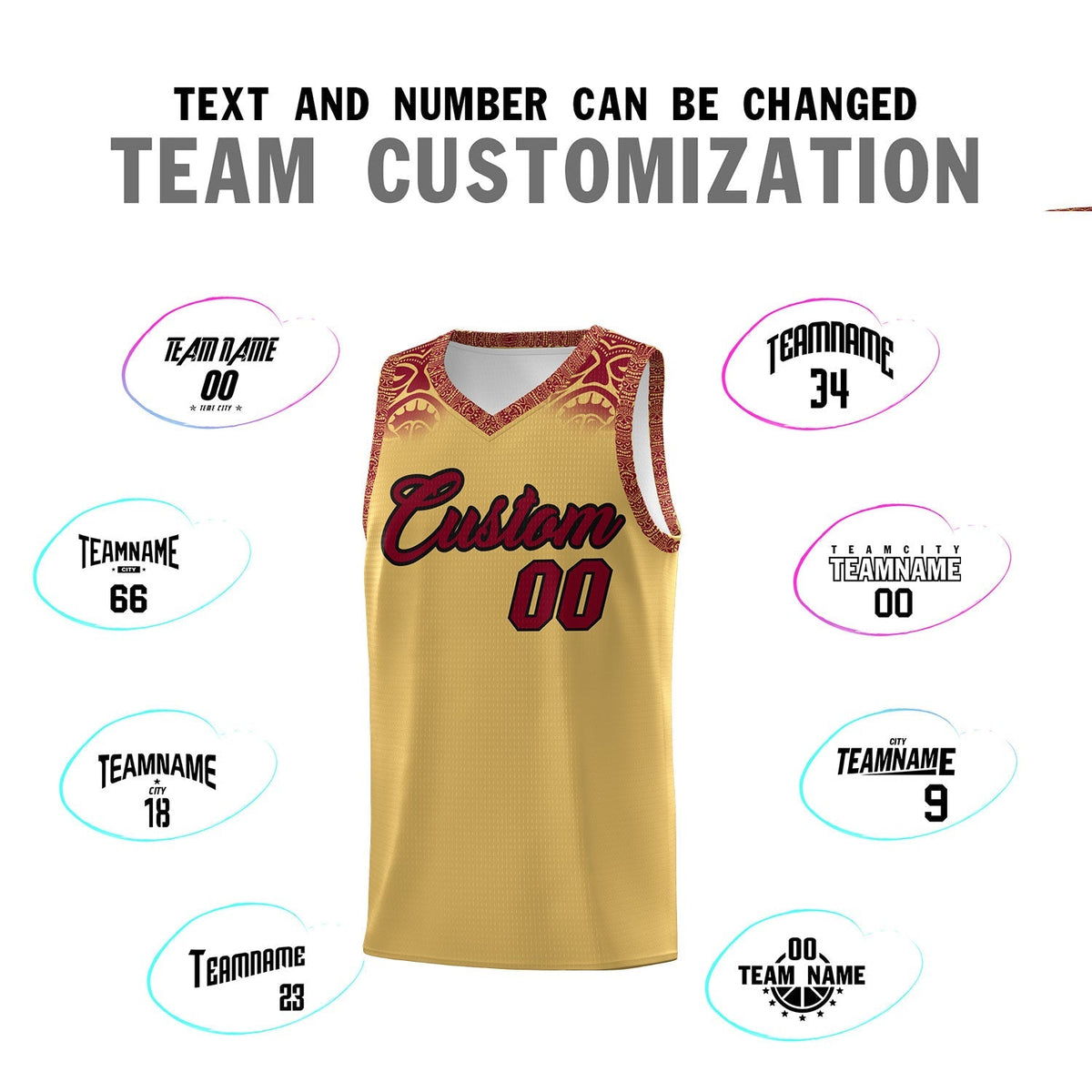 Custom Khaki Crimson Personalized Indians Print Kits Sports Uniform Basketball Jersey|KXKSHOP