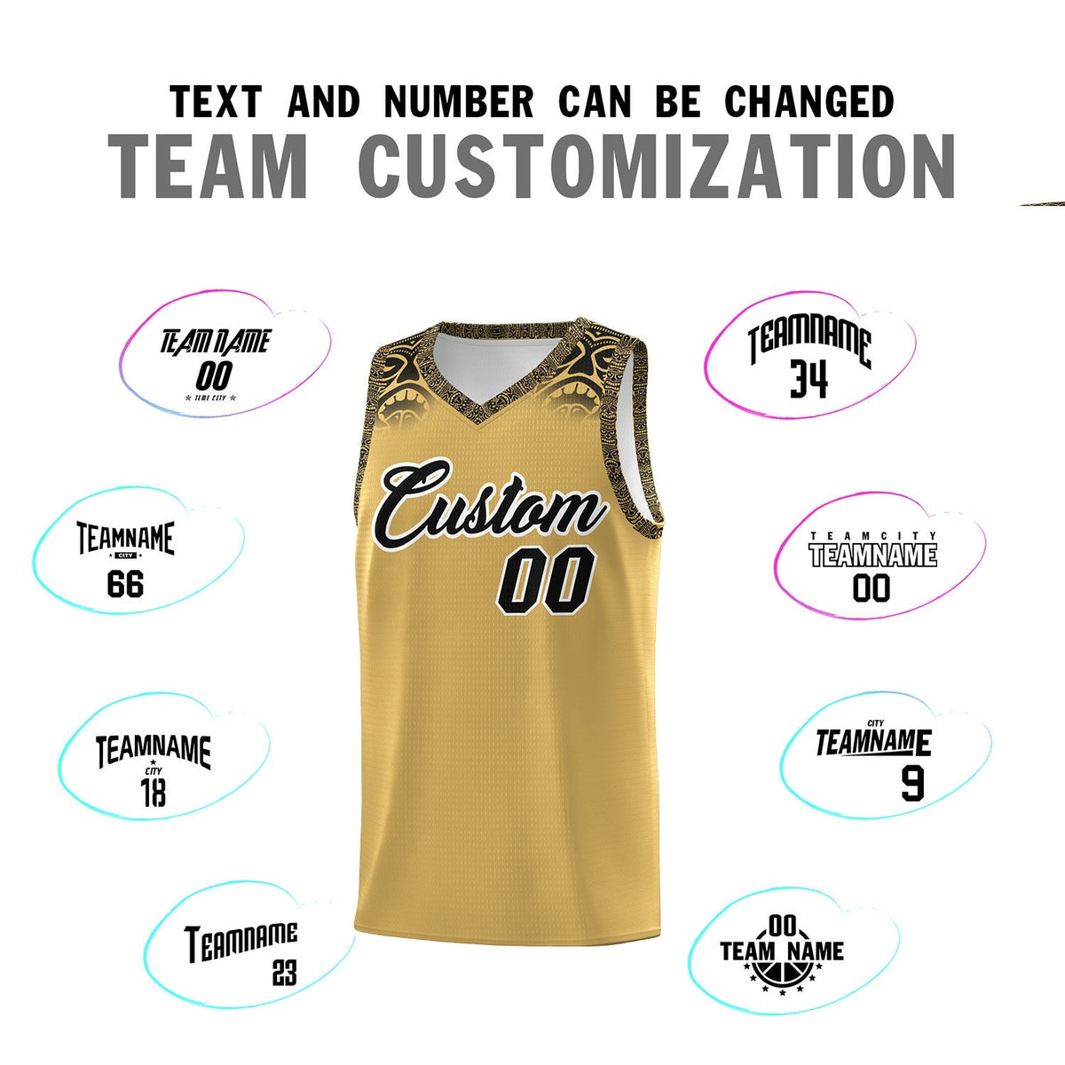Custom Khaki Black Personalized Indians Print Kits Sports Uniform Basketball Jersey|KXKSHOP