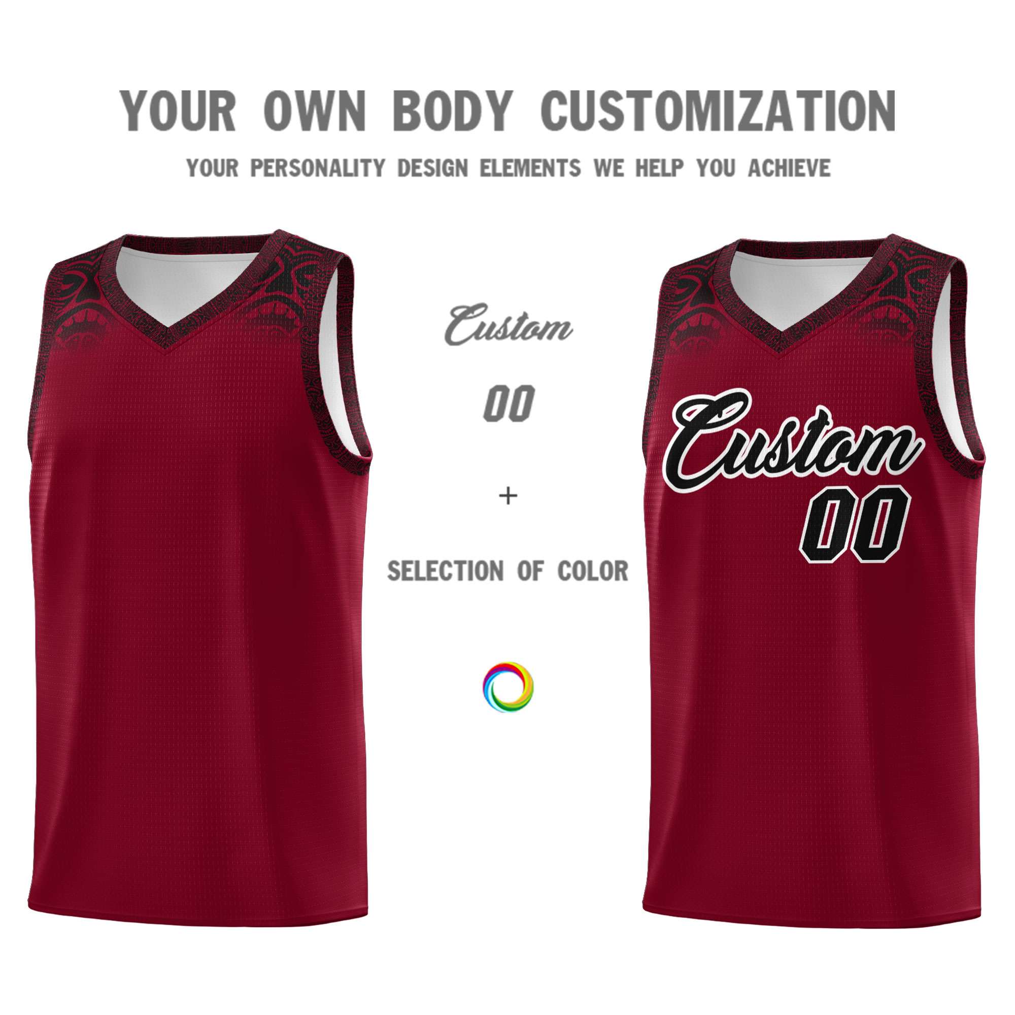 Custom Crimson Black Personalized Indians Print Kits Sports Uniform Basketball Jersey|KXKSHOP