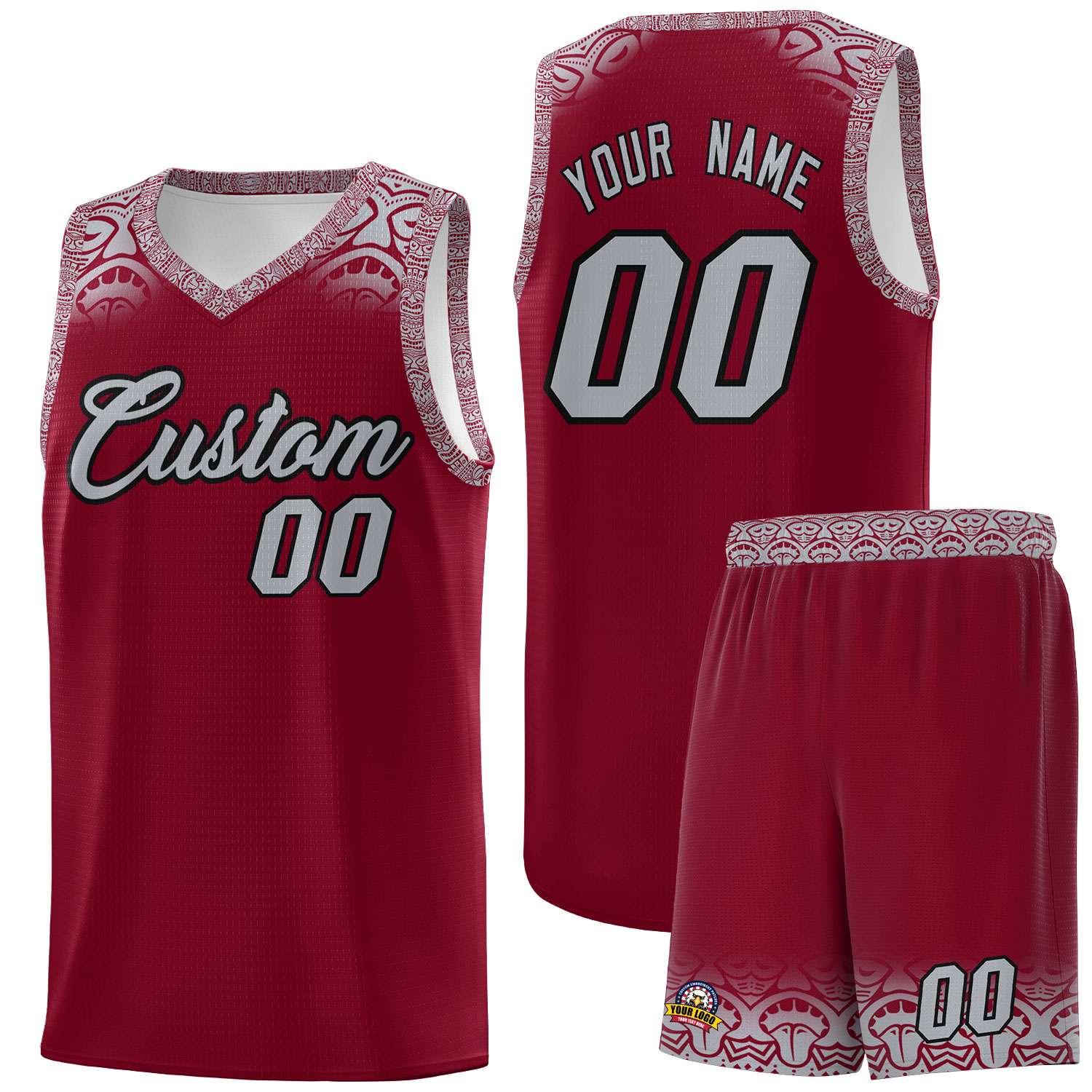 Custom Crimson Gray Personalized Indians Print Kits Sports Uniform Basketball Jersey|KXKSHOP