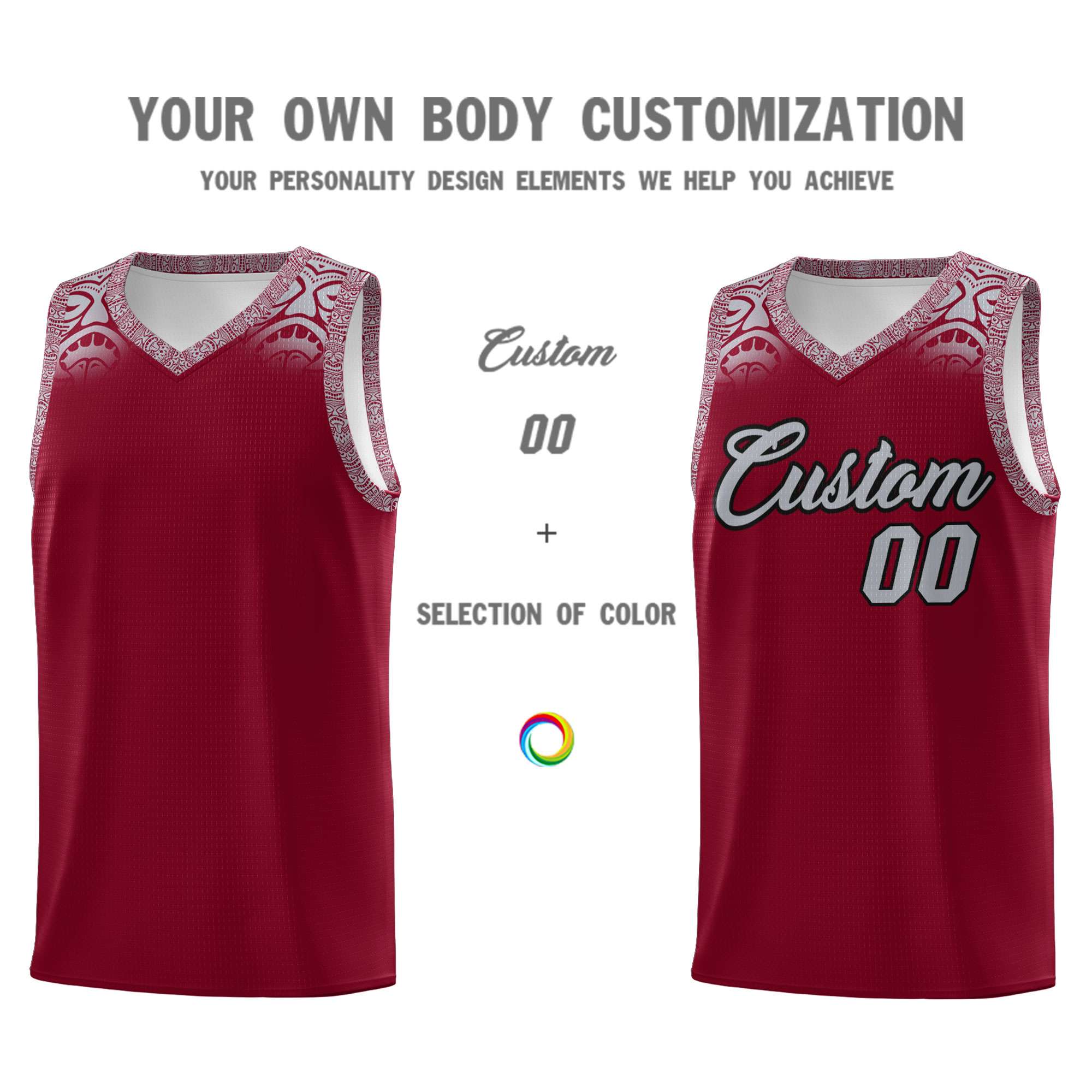 Custom Crimson Gray Personalized Indians Print Kits Sports Uniform Basketball Jersey|KXKSHOP