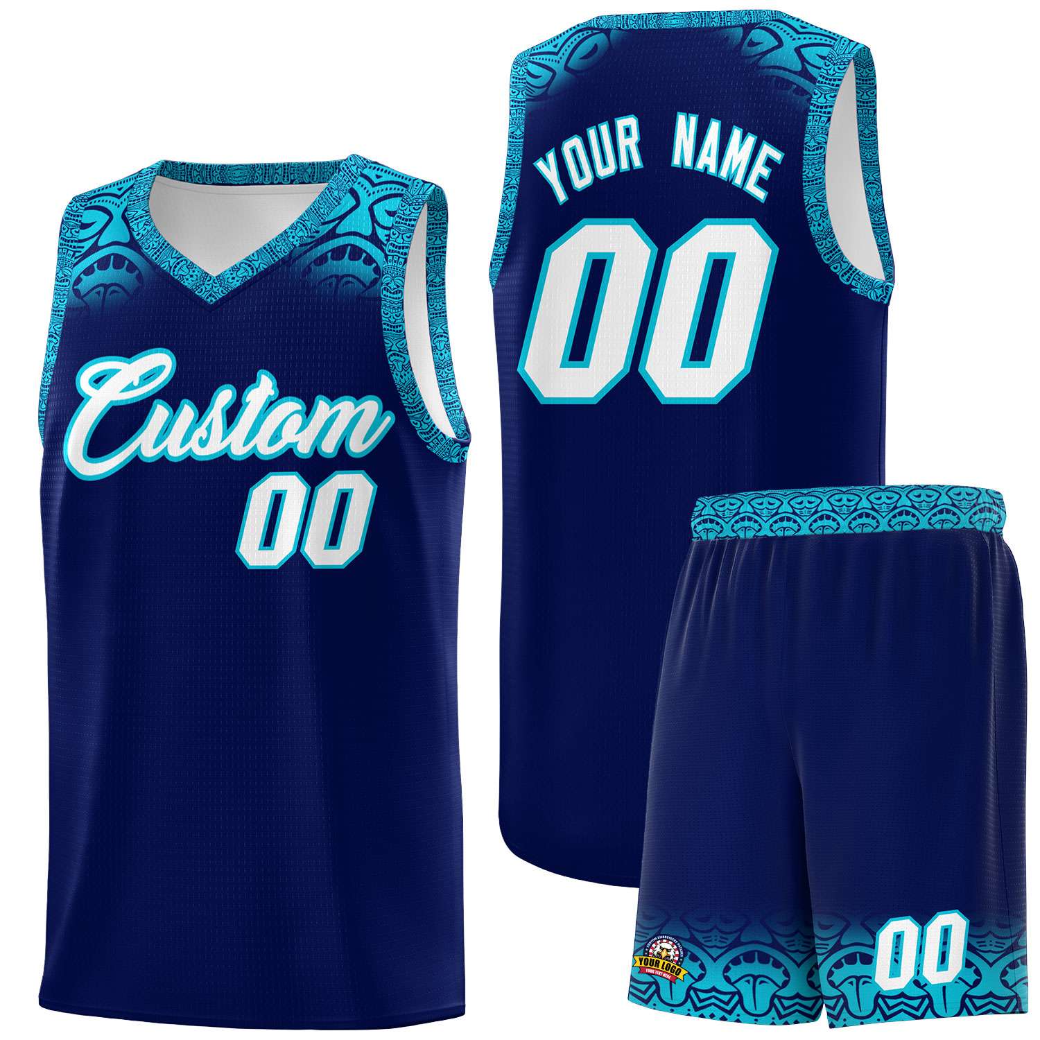 Custom Royal Sky Blue Personalized Indians Print Kits Sports Uniform Basketball Jersey|KXKSHOP