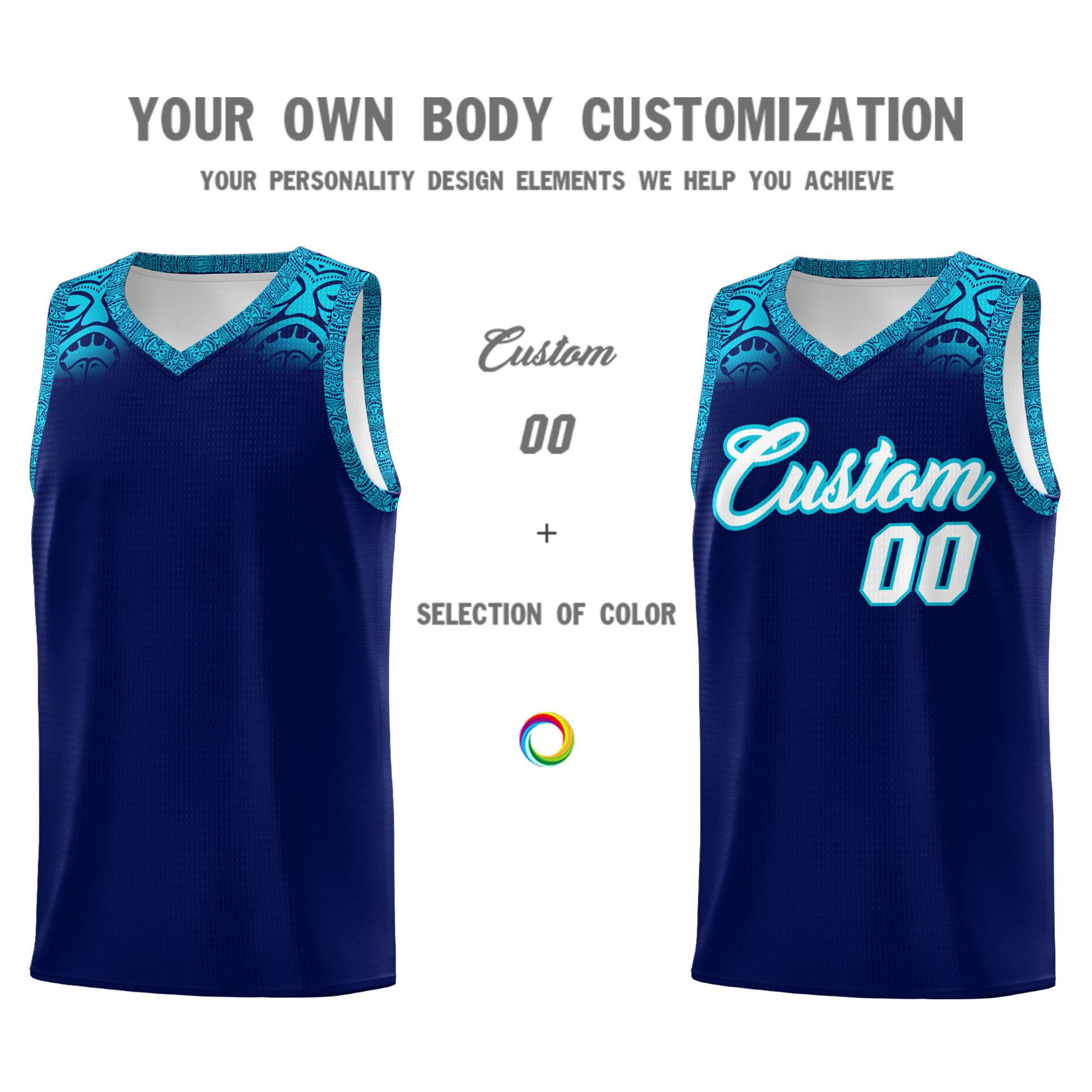 Custom Royal Sky Blue Personalized Indians Print Kits Sports Uniform Basketball Jersey|KXKSHOP