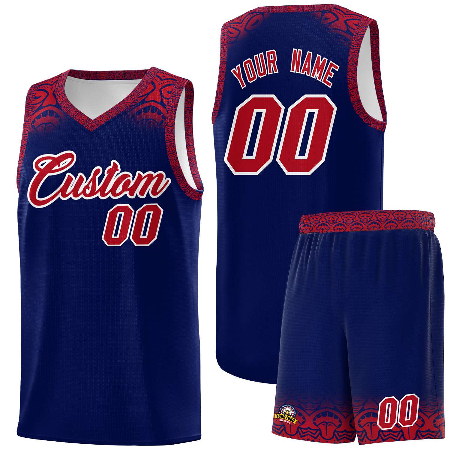 Custom Royal Red Personalized Indians Print Kits Sports Uniform Basketball Jersey|KXKSHOP