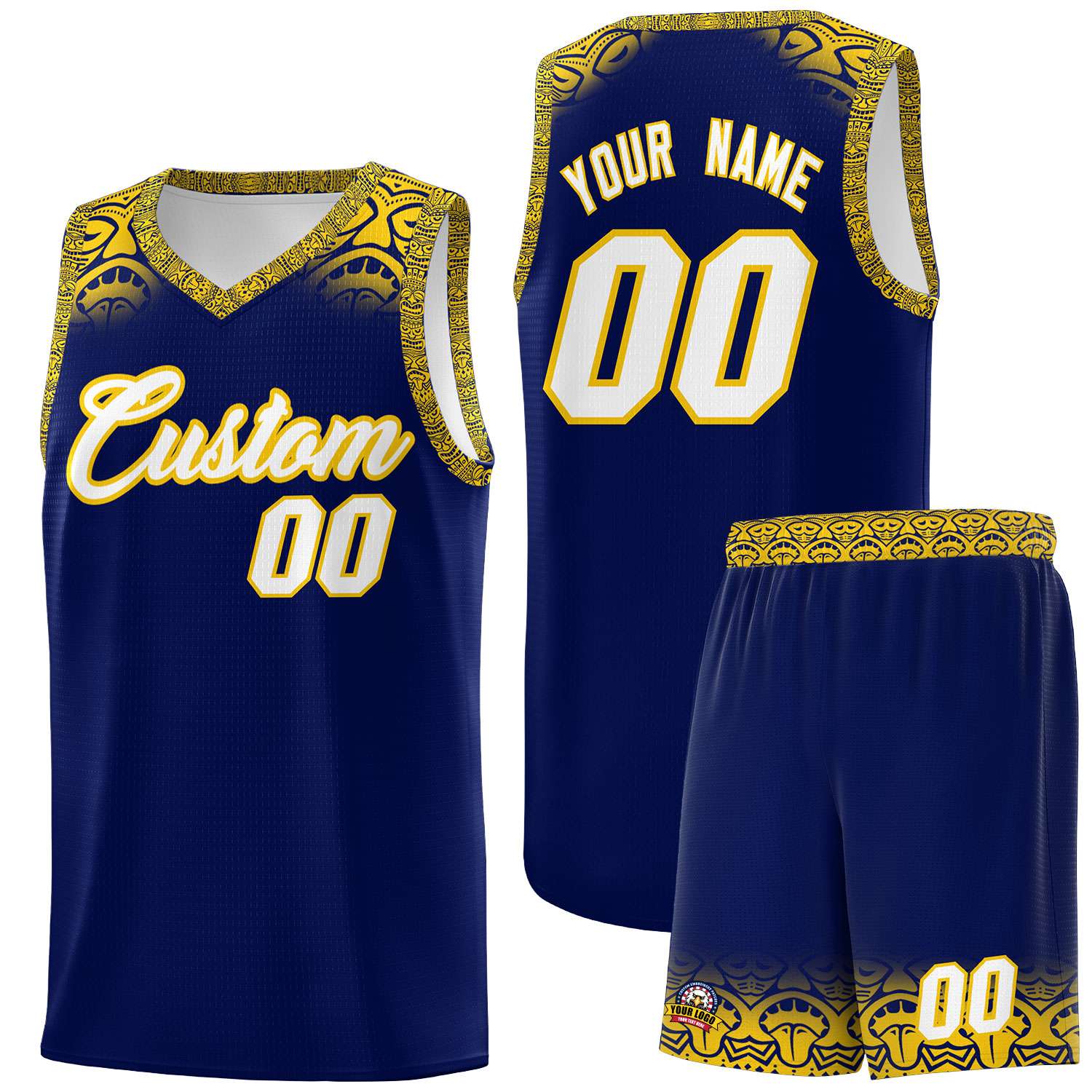 Custom Royal Gold Personalized Indians Print Kits Sports Uniform Basketball Jersey|KXKSHOP