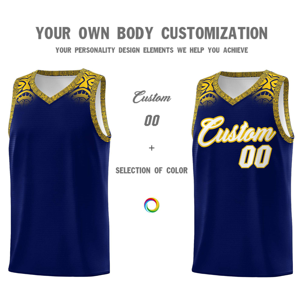 Custom Royal Gold Personalized Indians Print Kits Sports Uniform Basketball Jersey|KXKSHOP