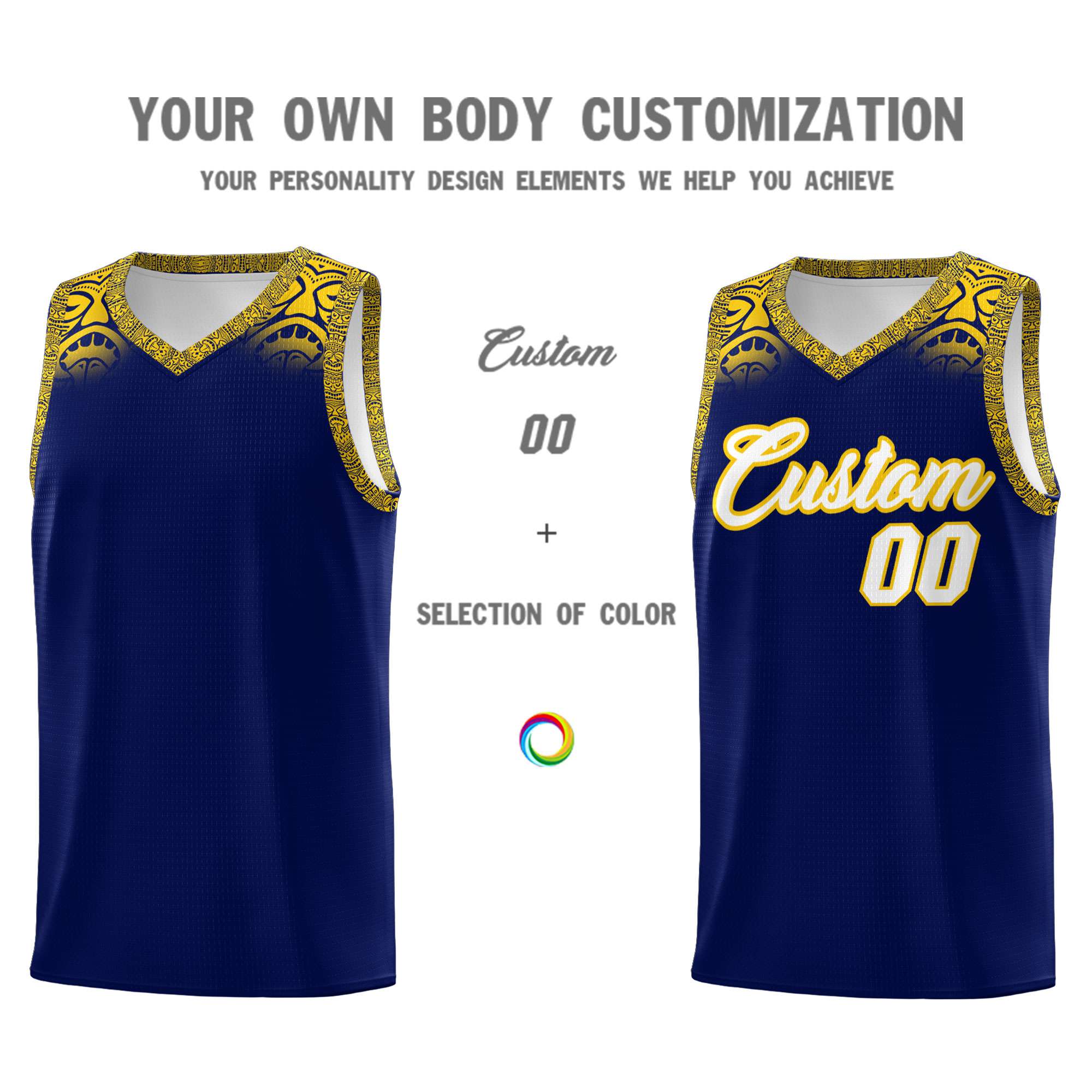 Custom Royal Gold Personalized Indians Print Kits Sports Uniform Basketball Jersey|KXKSHOP