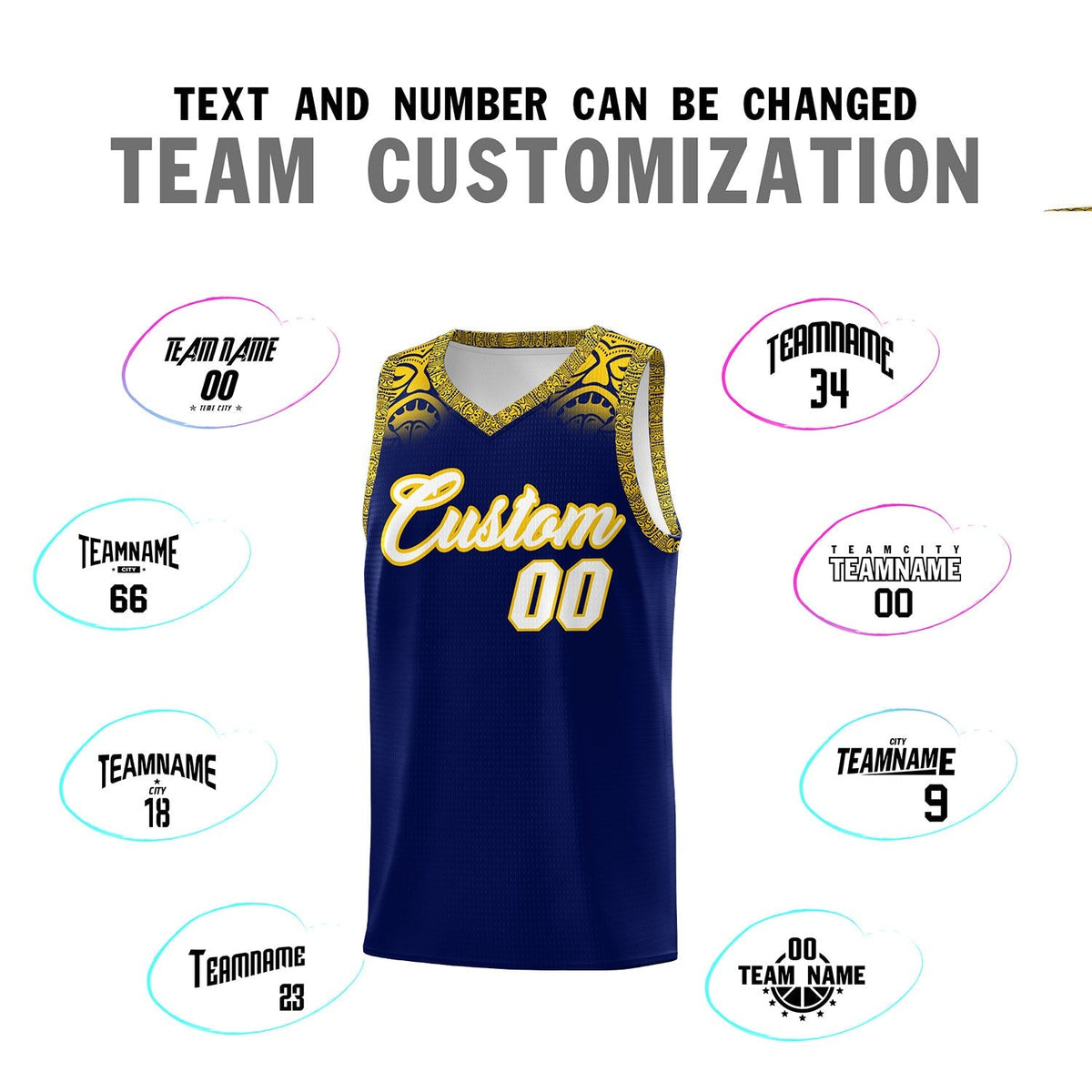 Custom Royal Gold Personalized Indians Print Kits Sports Uniform Basketball Jersey|KXKSHOP