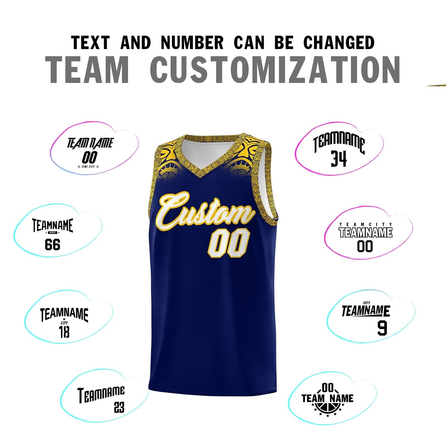 Custom Royal Gold Personalized Indians Print Kits Sports Uniform Basketball Jersey|KXKSHOP