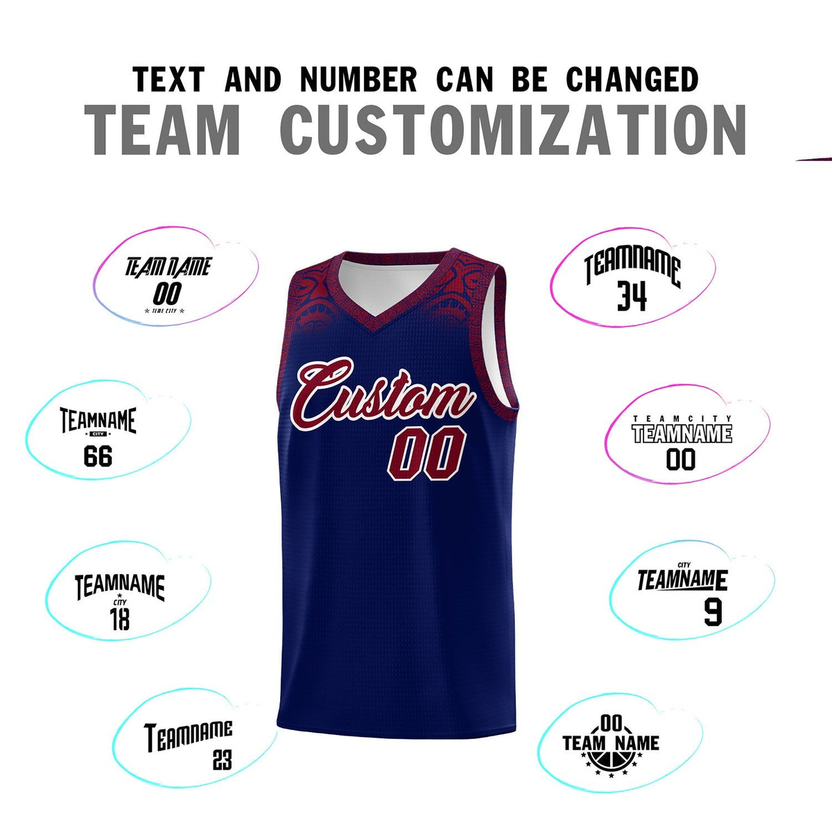 Custom Royal Crimson Personalized Indians Print Kits Sports Uniform Basketball Jersey|KXKSHOP