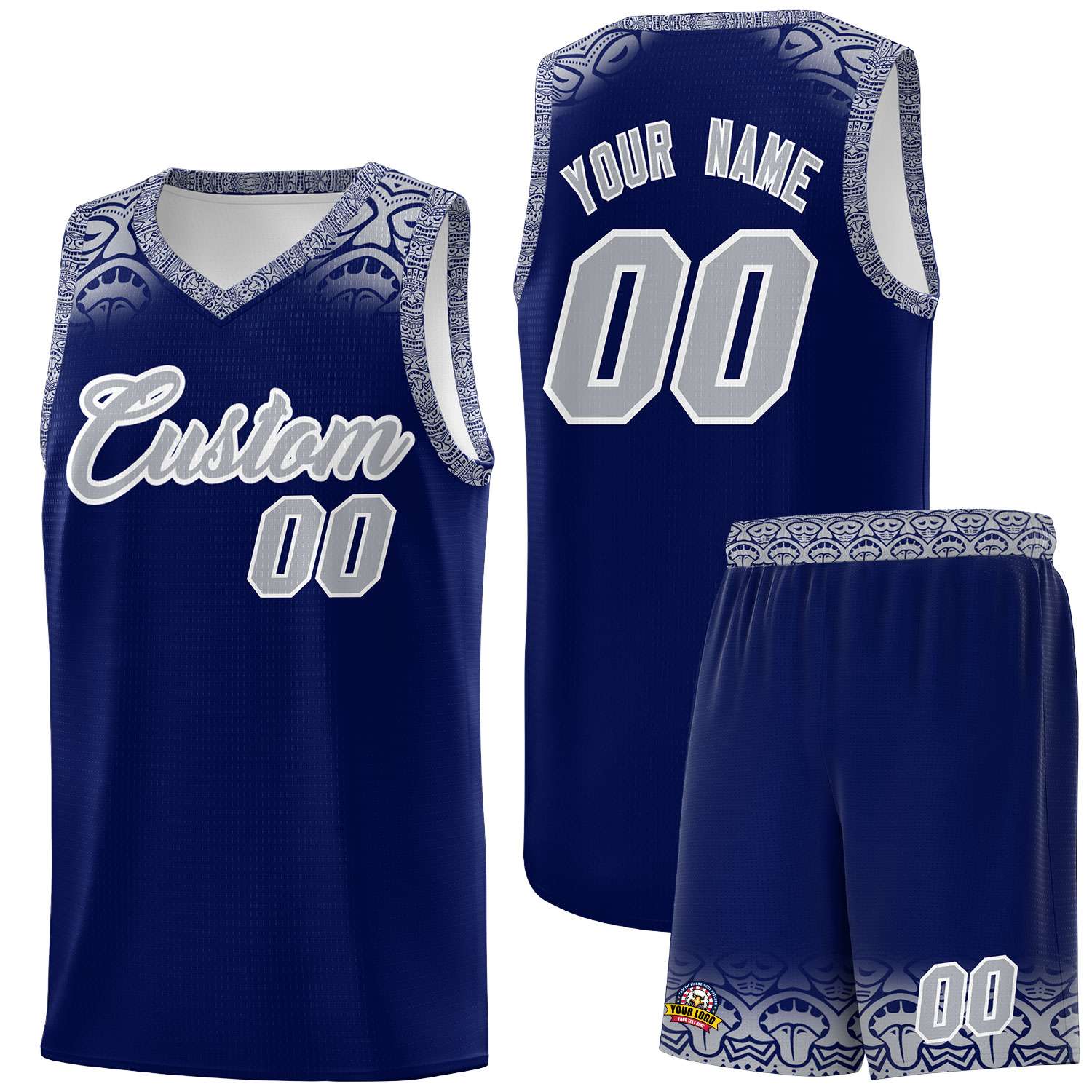 Custom Royal Gray Personalized Indians Print Kits Sports Uniform Basketball Jersey|KXKSHOP