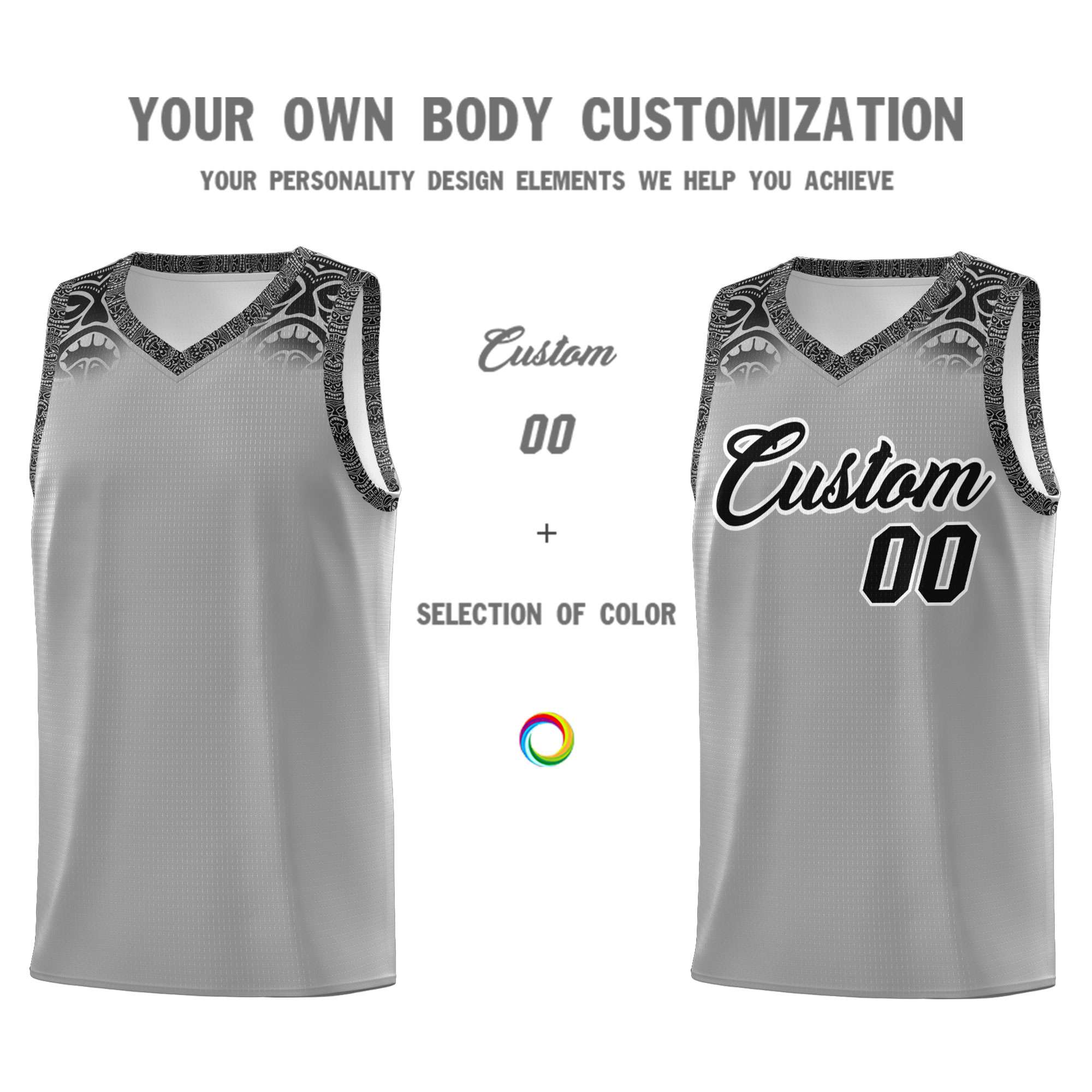 Custom Gray Black Personalized Indians Print Kits Sports Uniform Basketball Jersey|KXKSHOP