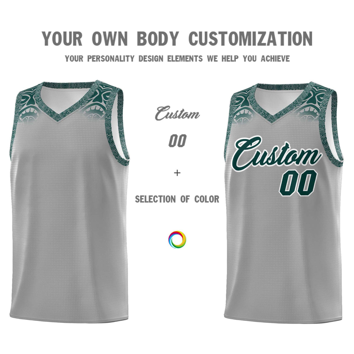 Custom Gray Midnight Green Personalized Indians Print Kits Sports Uniform Basketball Jersey|KXKSHOP