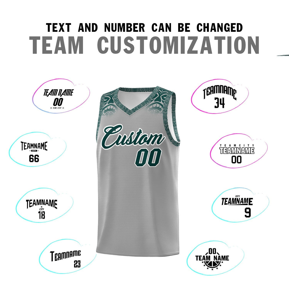 Custom Gray Midnight Green Personalized Indians Print Kits Sports Uniform Basketball Jersey|KXKSHOP