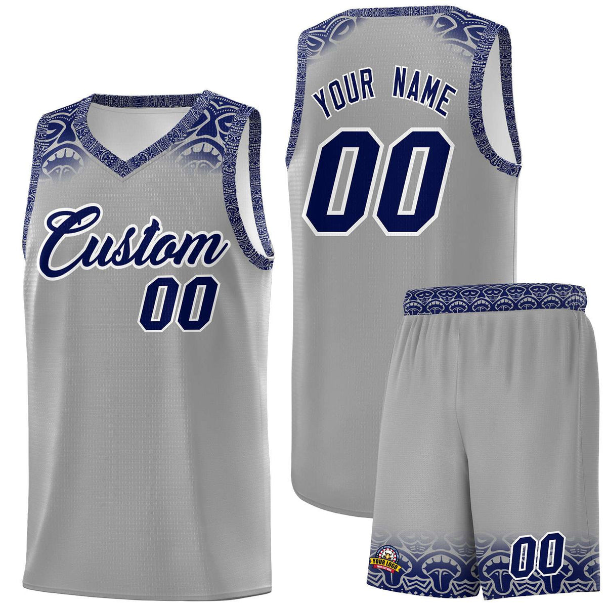 Custom Gray Royal Personalized Indians Print Kits Sports Uniform Basketball Jersey|KXKSHOP