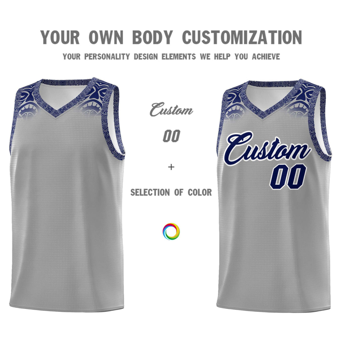 Custom Gray Royal Personalized Indians Print Kits Sports Uniform Basketball Jersey|KXKSHOP