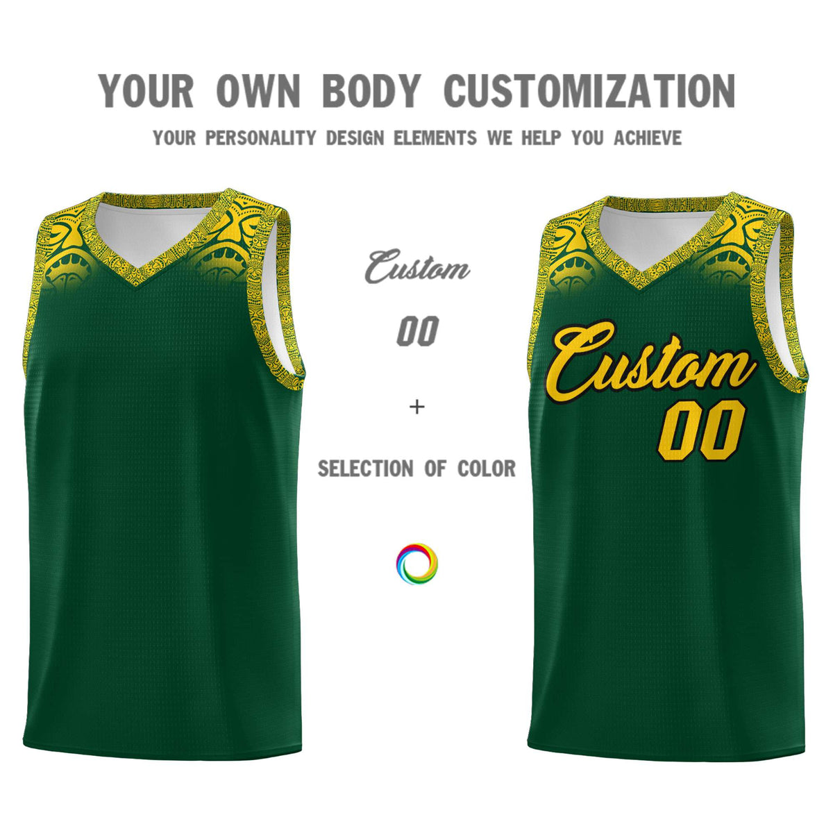 Custom Green Gold Personalized Indians Print Kits Sports Uniform Basketball Jersey|KXKSHOP
