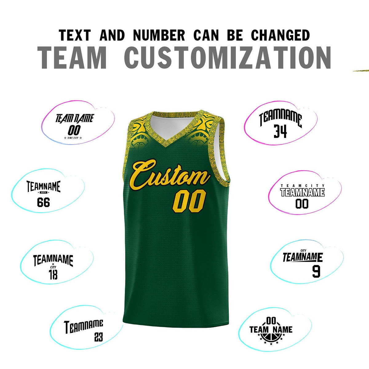 Custom Green Gold Personalized Indians Print Kits Sports Uniform Basketball Jersey|KXKSHOP