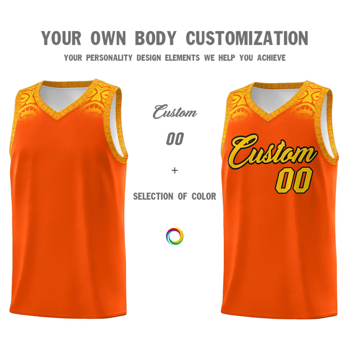 Custom Orange Gold Personalized Indians Print Kits Sports Uniform Basketball Jersey|KXKSHOP