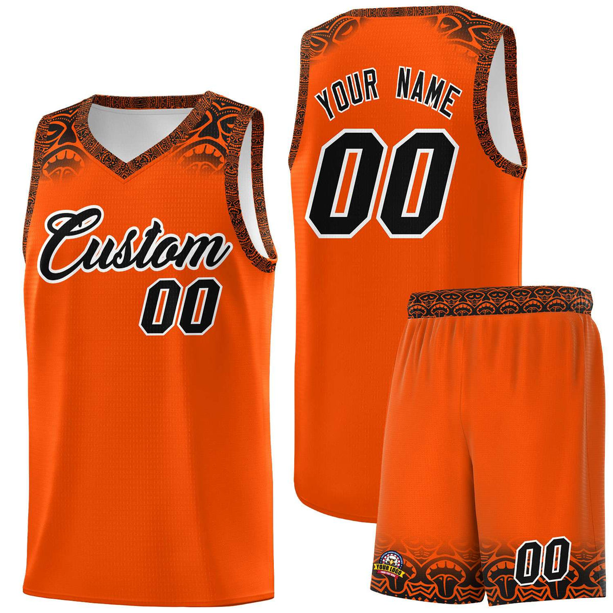 Custom Orange Black Personalized Indians Print Kits Sports Uniform Basketball Jersey|KXKSHOP