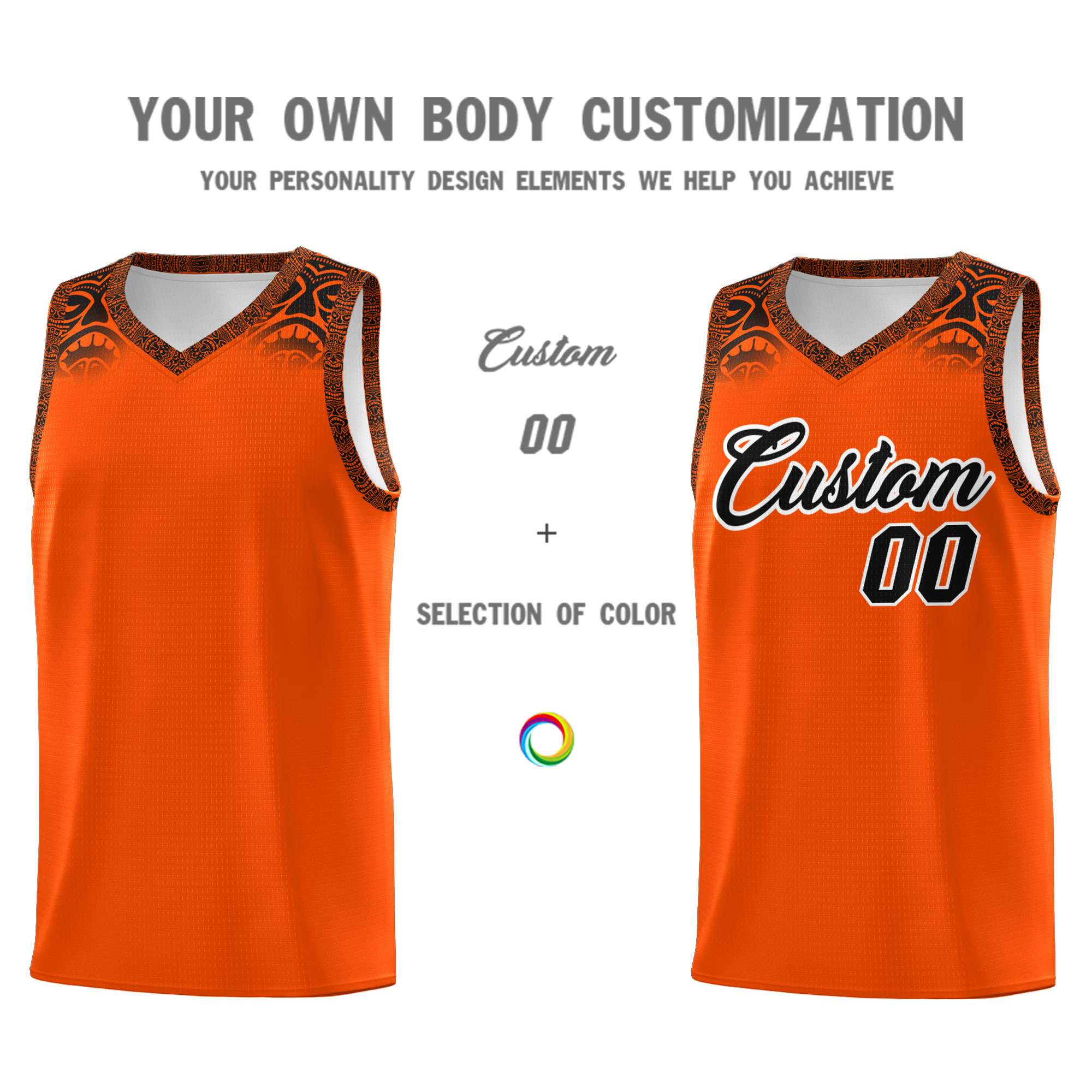 Custom Orange Black Personalized Indians Print Kits Sports Uniform Basketball Jersey|KXKSHOP