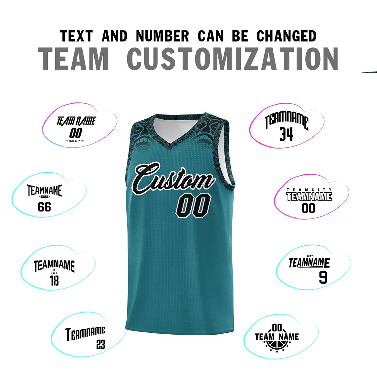 Custom Aqua Black Personalized Indians Print Kits Sports Uniform Basketball Jersey|KXKSHOP