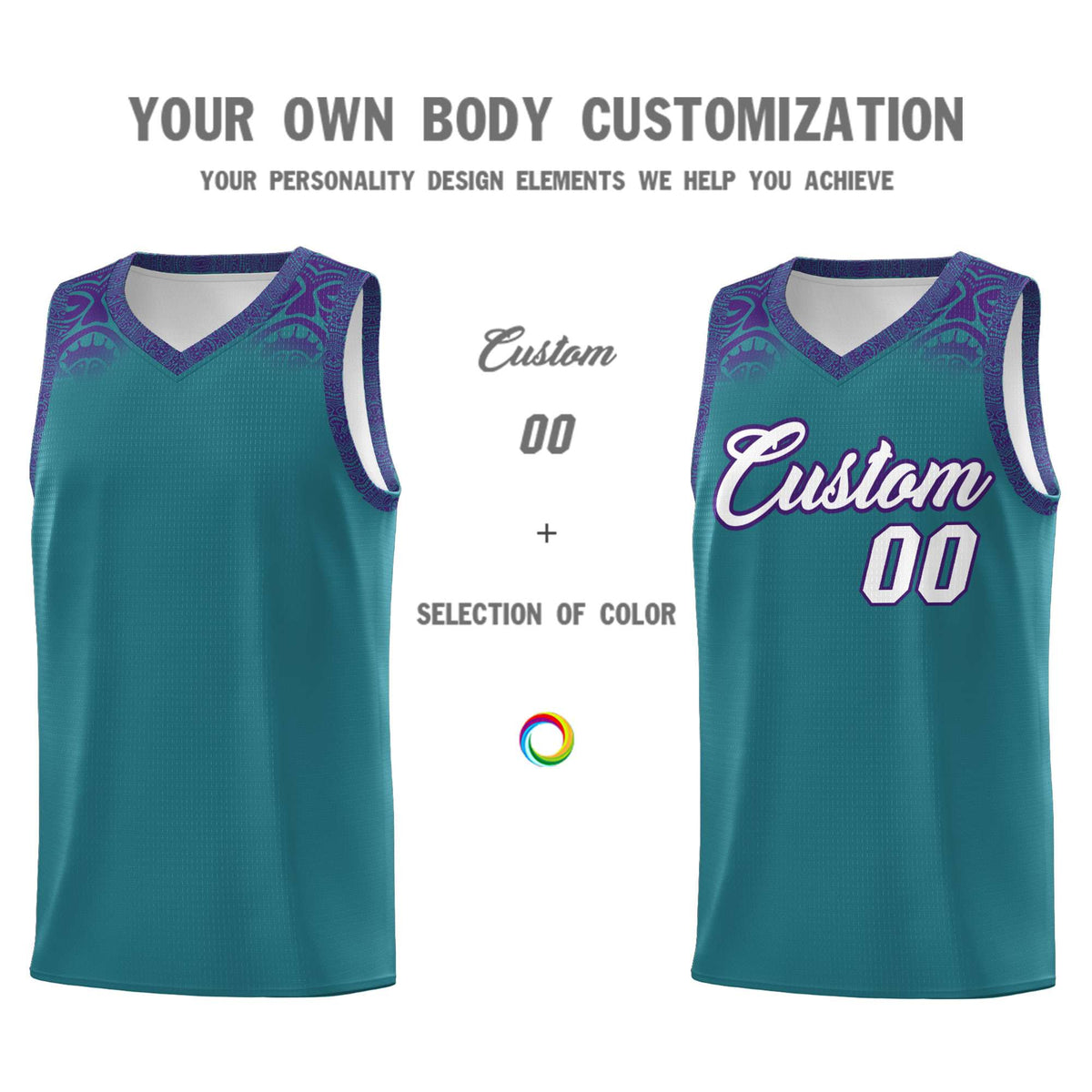 Custom Aqua Purple Personalized Indians Print Kits Sports Uniform Basketball Jersey|KXKSHOP