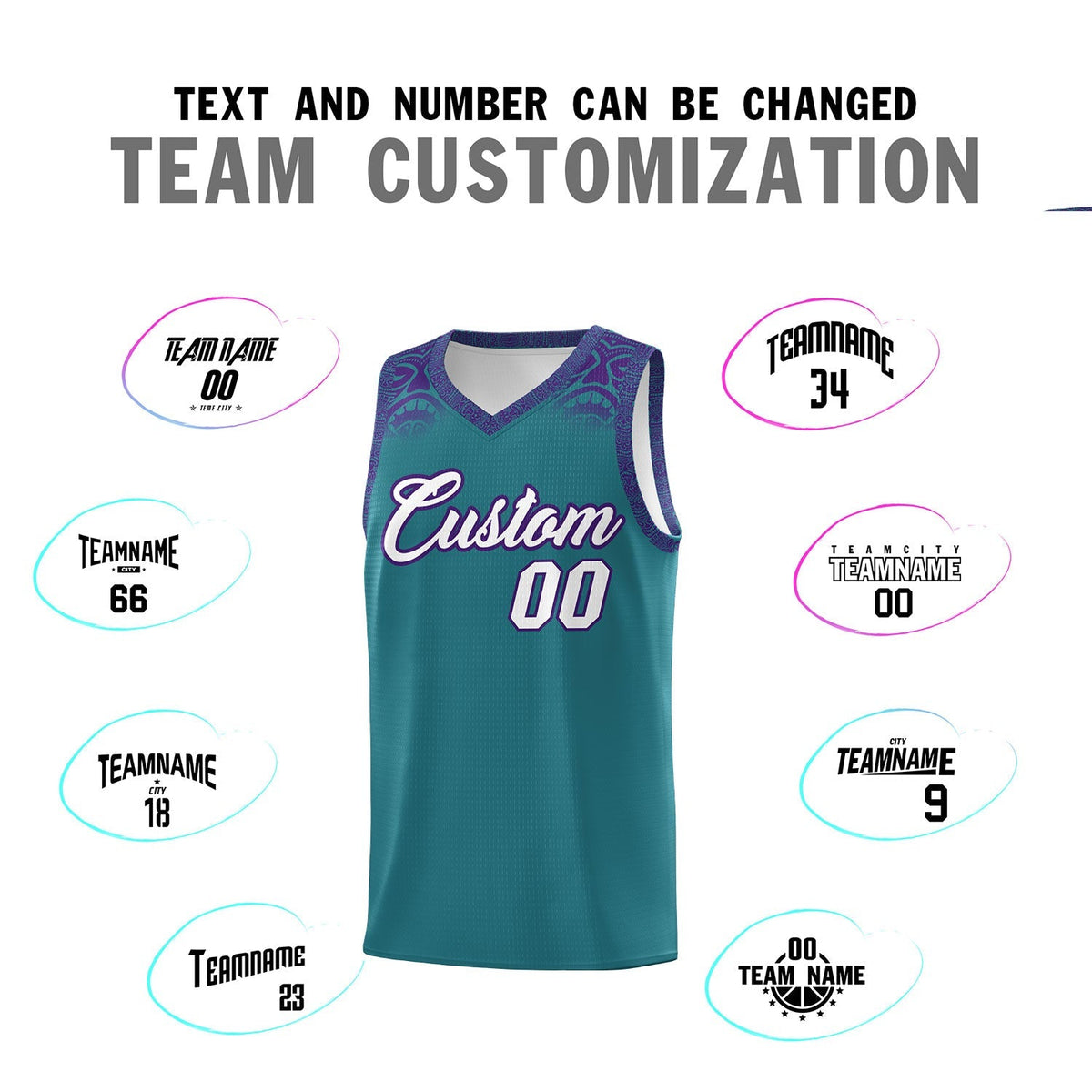 Custom Aqua Purple Personalized Indians Print Kits Sports Uniform Basketball Jersey|KXKSHOP