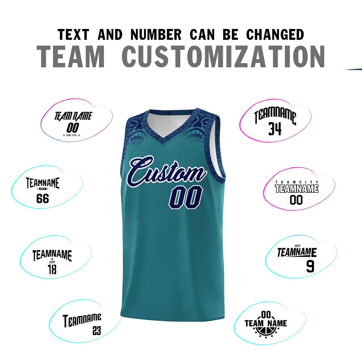 Custom Aqua Royal Personalized Indians Print Kits Sports Uniform Basketball Jersey|KXKSHOP