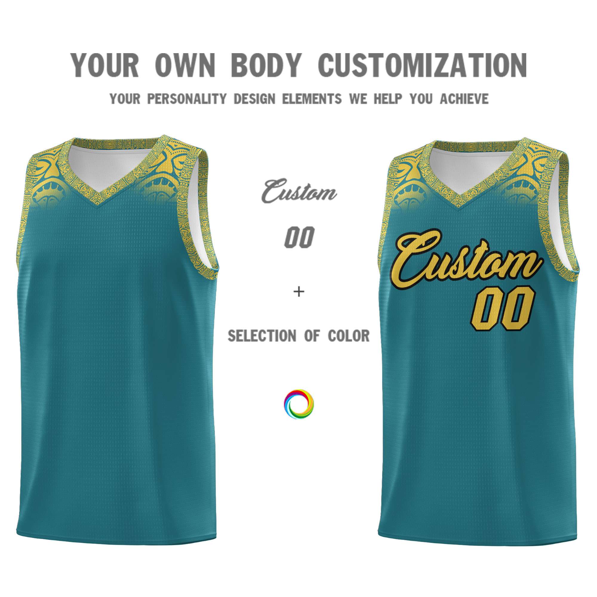 Custom Aqua Yellow Personalized Indians Print Kits Sports Uniform Basketball Jersey|KXKSHOP