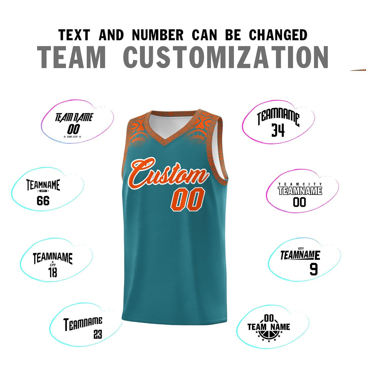 Custom Aqua Orange Personalized Indians Print Kits Sports Uniform Basketball Jersey|KXKSHOP