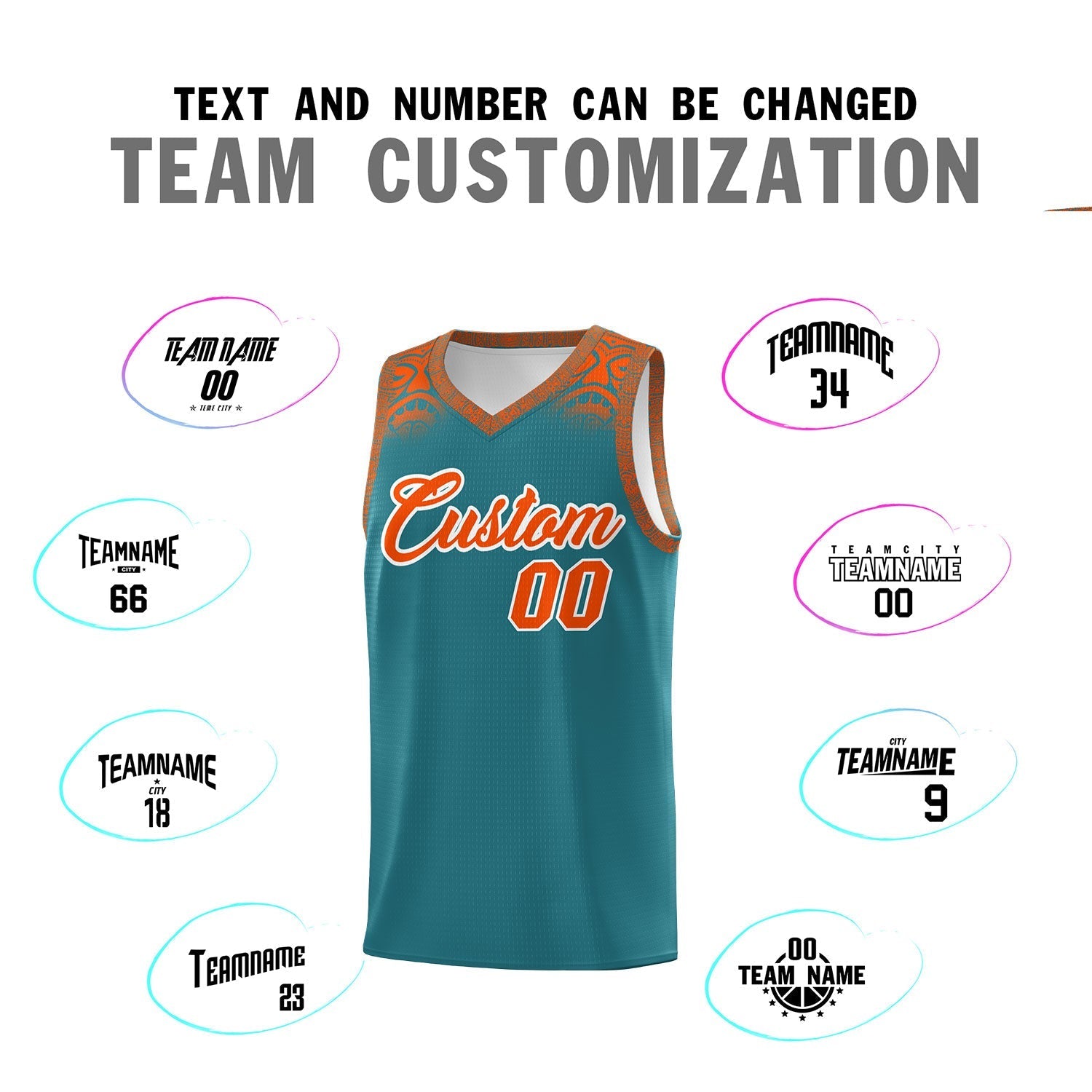 Custom Aqua Orange Personalized Indians Print Kits Sports Uniform Basketball Jersey|KXKSHOP