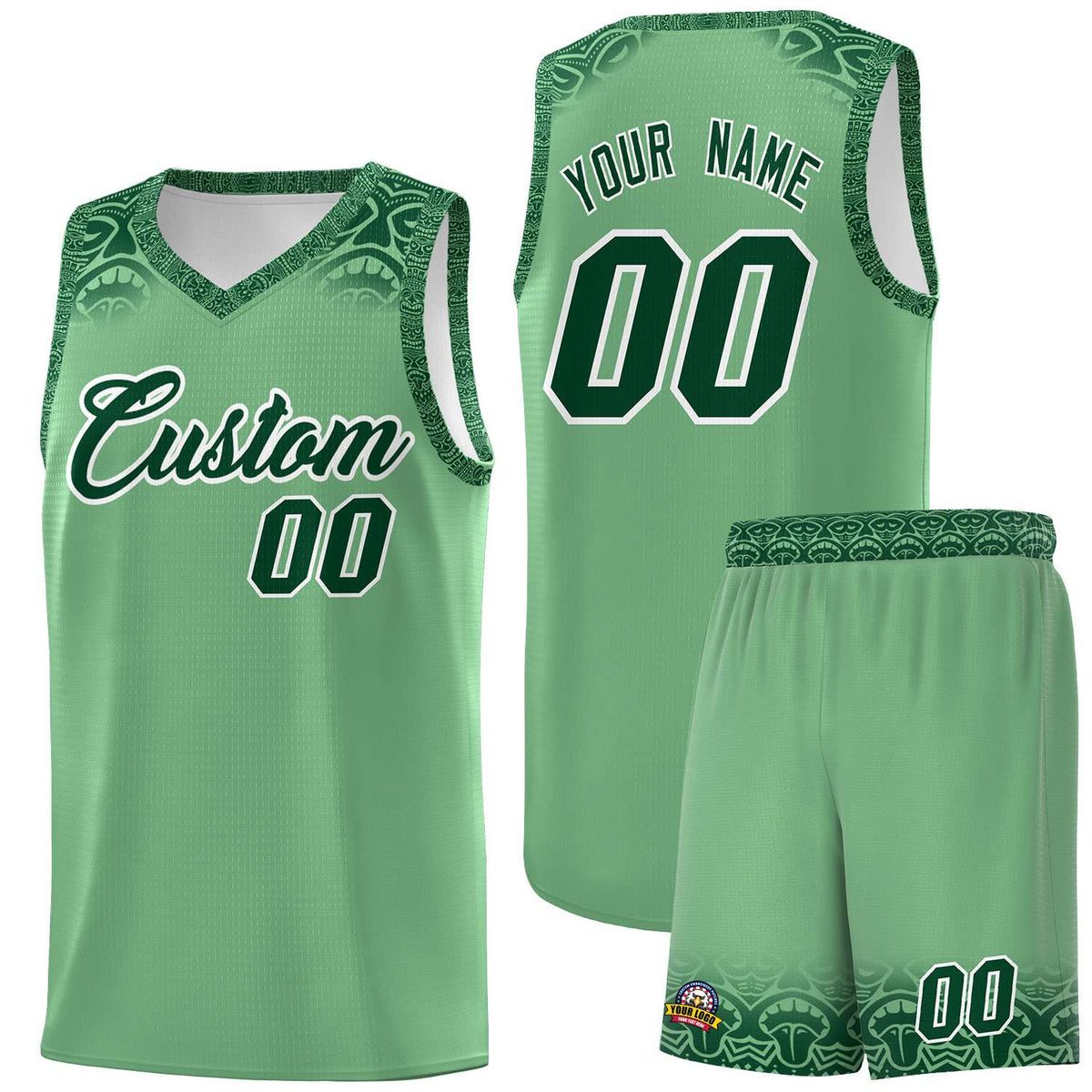 Custom Green Green Personalized Indians Print Kits Sports Uniform Basketball Jersey|KXKSHOP