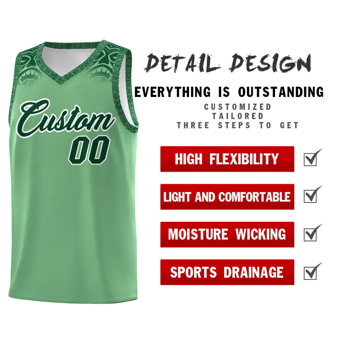 Custom Green Green Personalized Indians Print Kits Sports Uniform Basketball Jersey|KXKSHOP