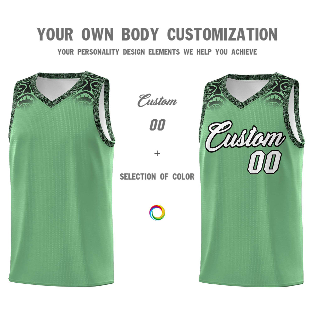 Custom Green Black Personalized Indians Print Kits Sports Uniform Basketball Jersey|KXKSHOP