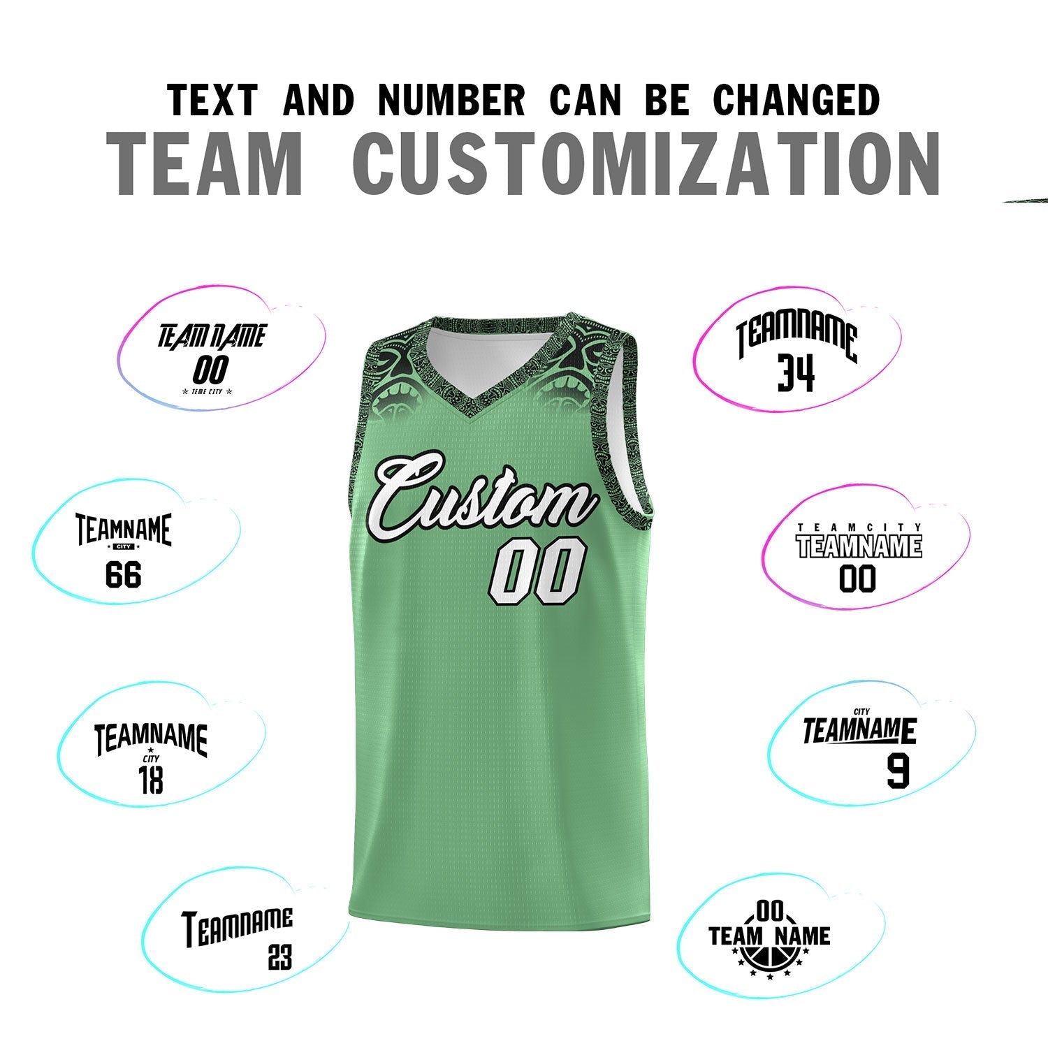 Custom Green Black Personalized Indians Print Kits Sports Uniform Basketball Jersey|KXKSHOP