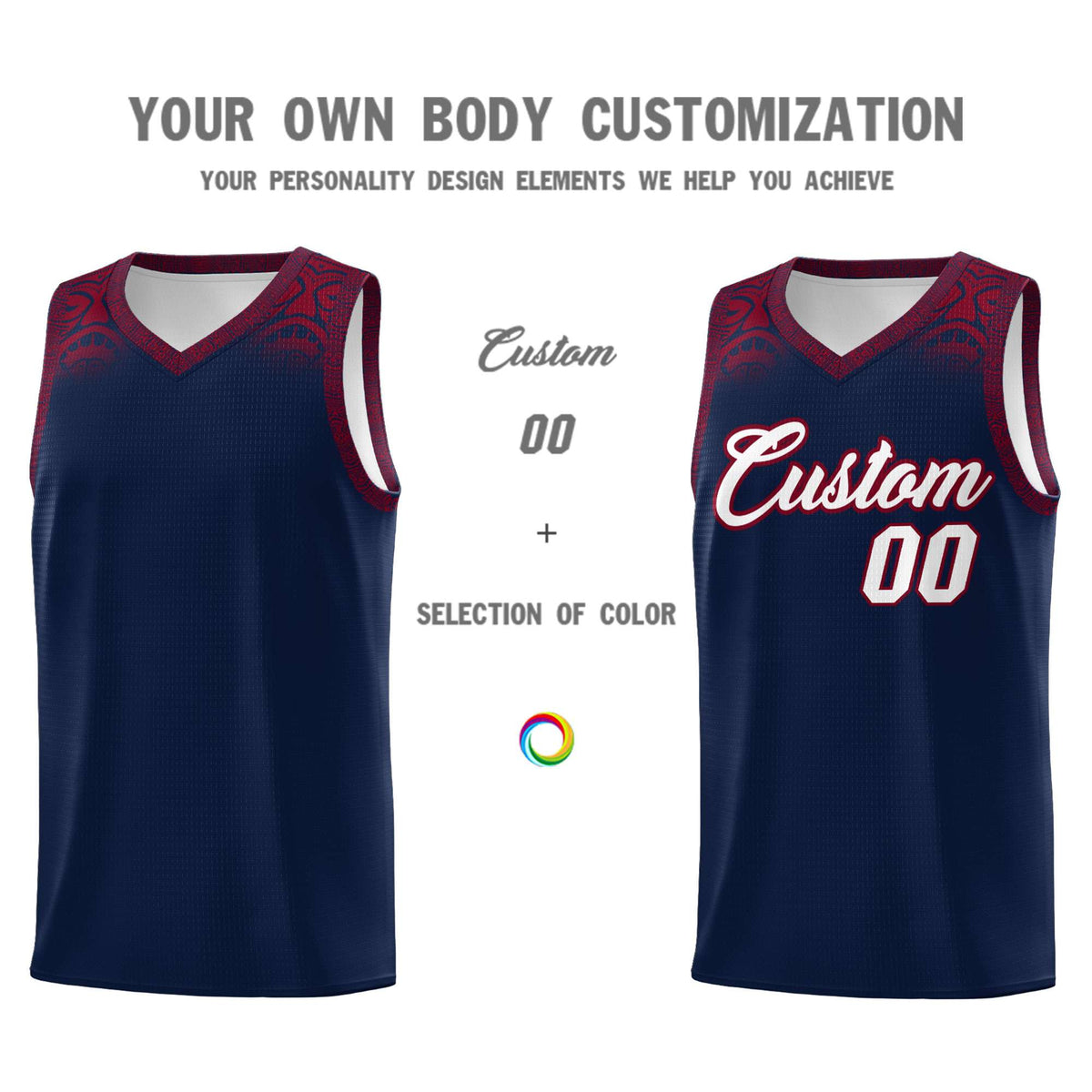 Custom Navy Crimson Personalized Indians Print Kits Sports Uniform Basketball Jersey|KXKSHOP
