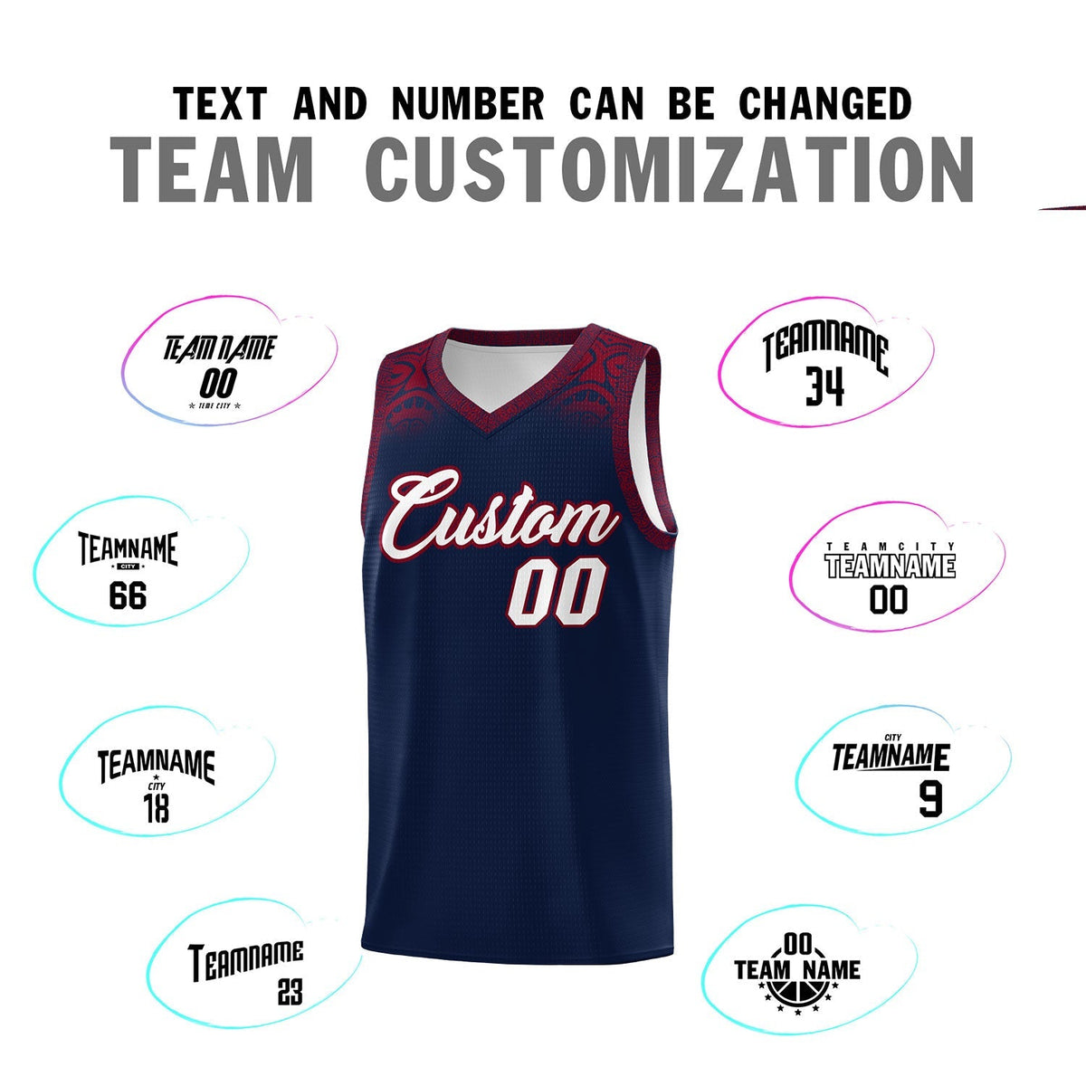 Custom Navy Crimson Personalized Indians Print Kits Sports Uniform Basketball Jersey|KXKSHOP